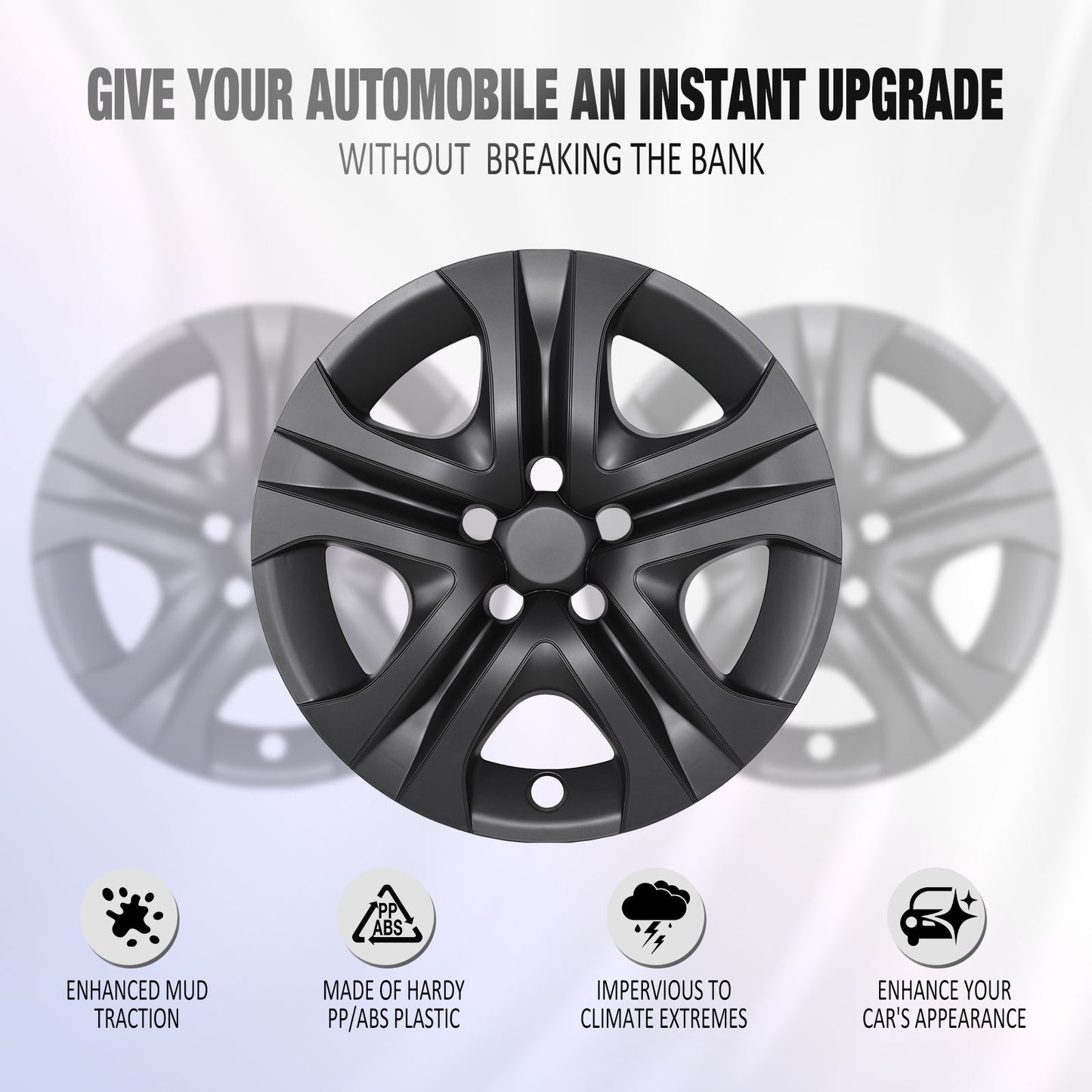 17 Inch Wheel Hubcaps for 2013-2018 TOYOTA RAV4  - Matte Black