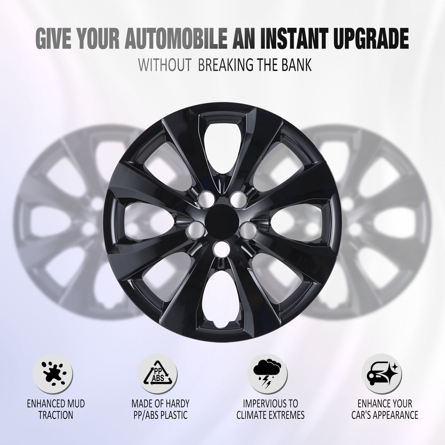 16 Inch Wheel Hubcaps for 2014-2026 TOYOTA Corolla and 2009-2014 TOYOTA Matrix  - Black Lacquer