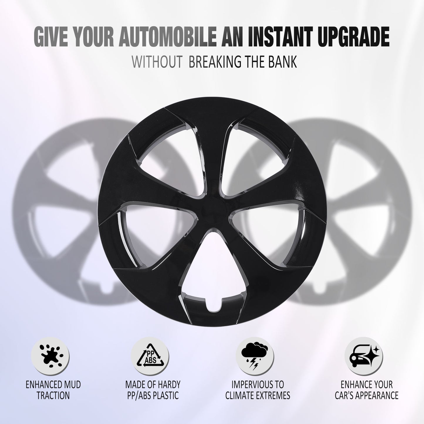 15 Inch Wheel Hubcaps for 2010-2015 TOYOTA Prius - Black Lacquer