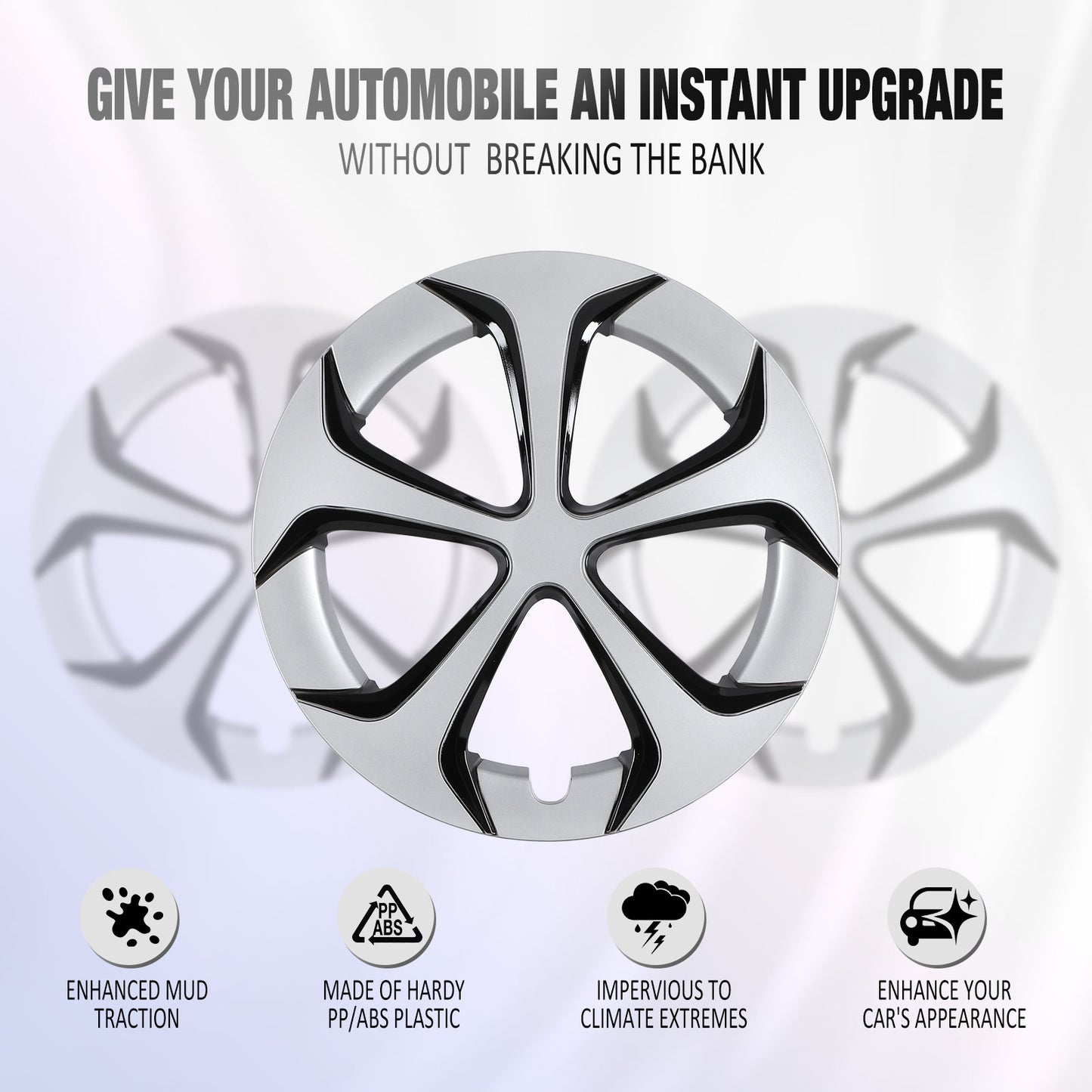15 Inch Wheel Hubcaps for 2010-2015 TOYOTA Prius - Silver Lacquer & Black Lacquer