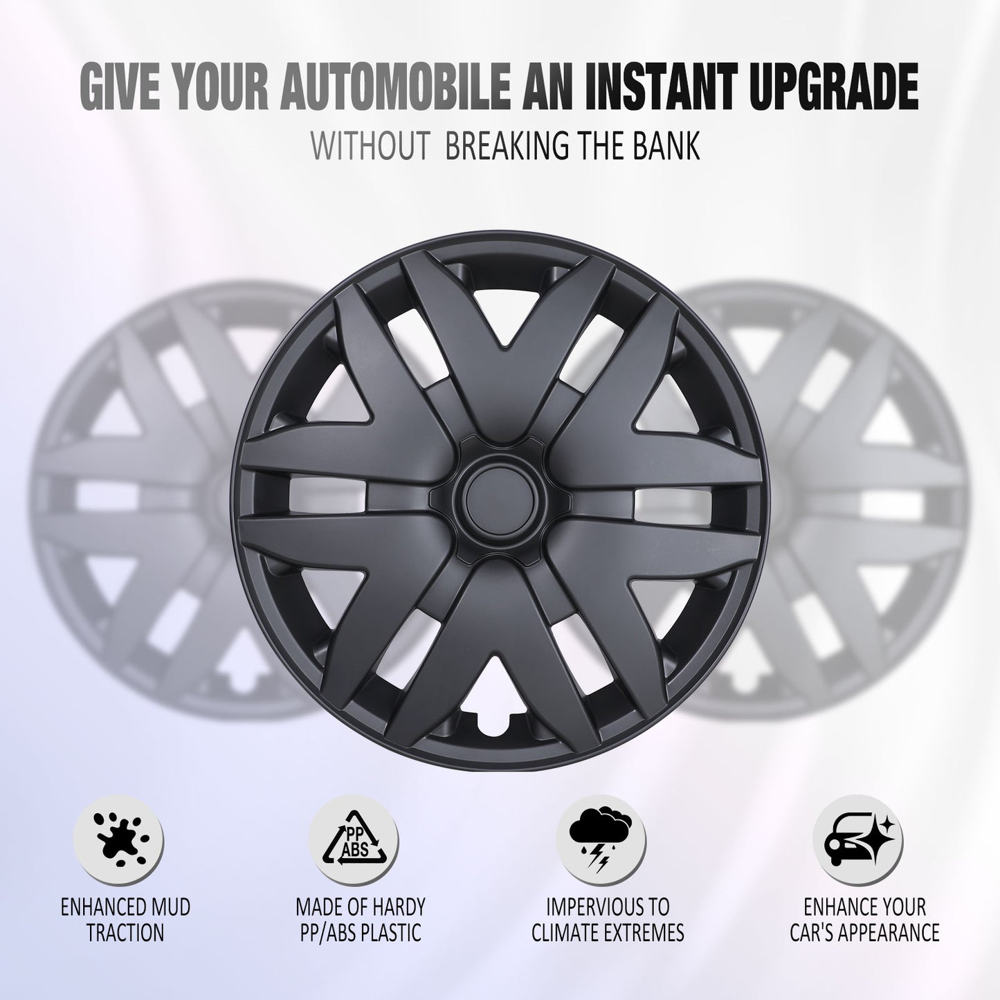 16 Inch Wheel Hubcaps for 2004-2010 Toyota Sienna - Matte Black