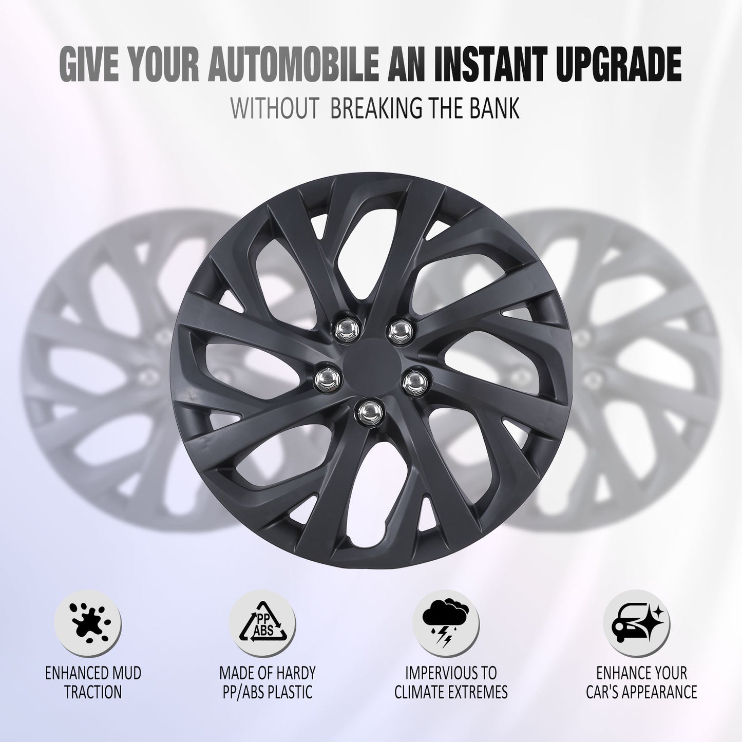 16 Inch Wheel Hubcaps for 2009-2026 TOYOTA Corolla and 2009-2014 TOYOTA Matrix w/decorative screws - Matte Black