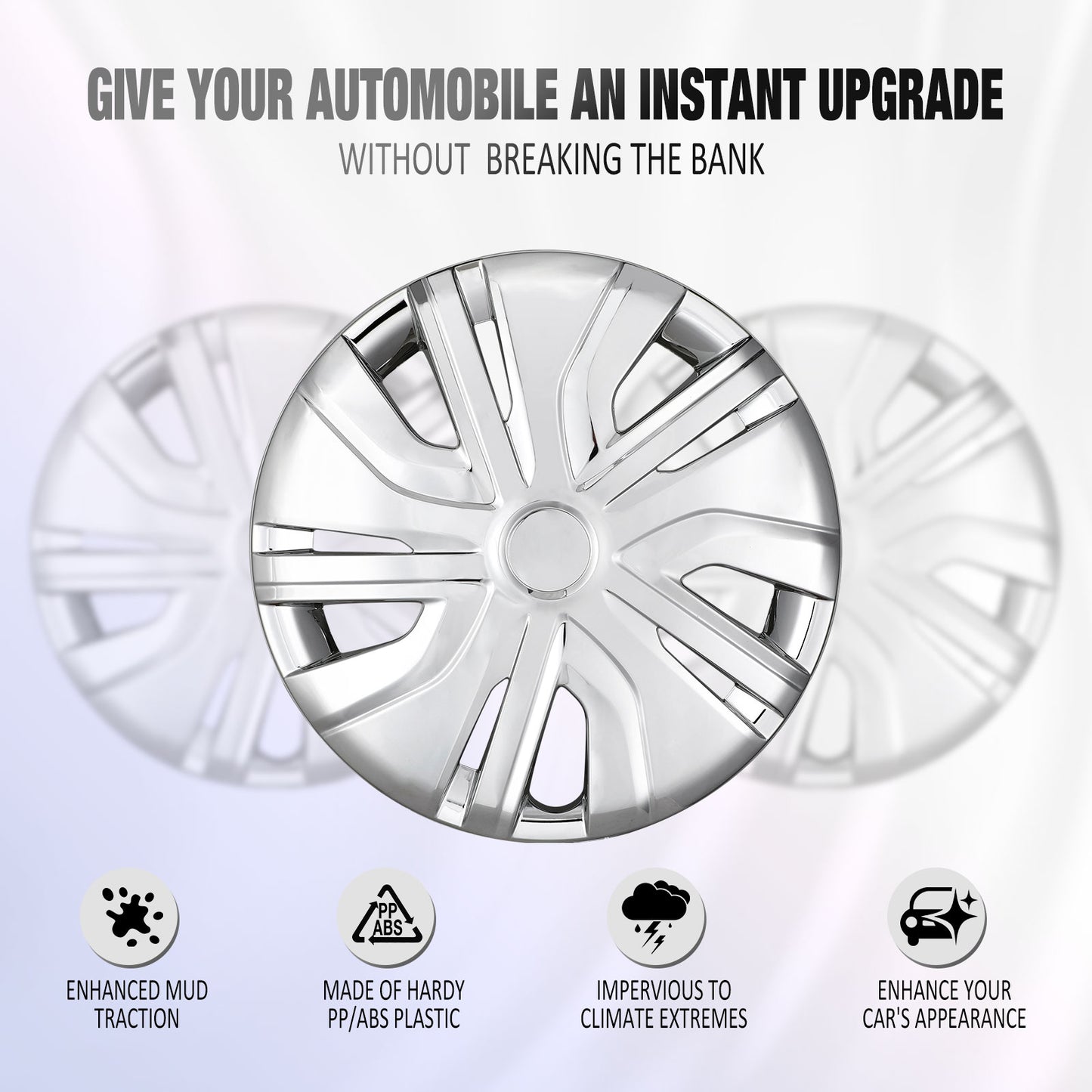 14 Inch Wheel Hubcaps for 2014-2026 Mitsubishi Mirage - Chrome