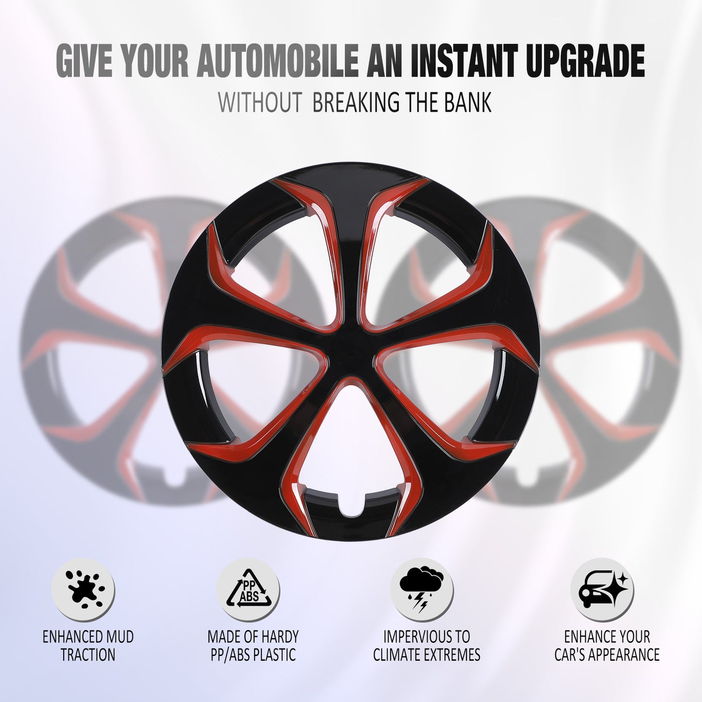 15 Inch Wheel Hubcaps for 2010-2015 TOYOTA Prius - Black Lacquer & Red Lacquer