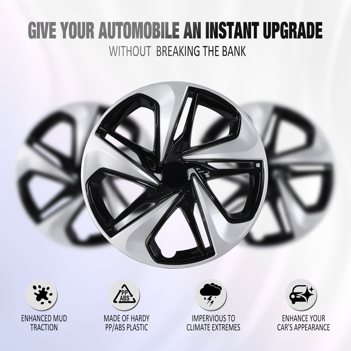 16 Inch Wheel Hubcaps for 2016-2026 Honda Civic Sedan - Silver Lacquer & Black Lacquer