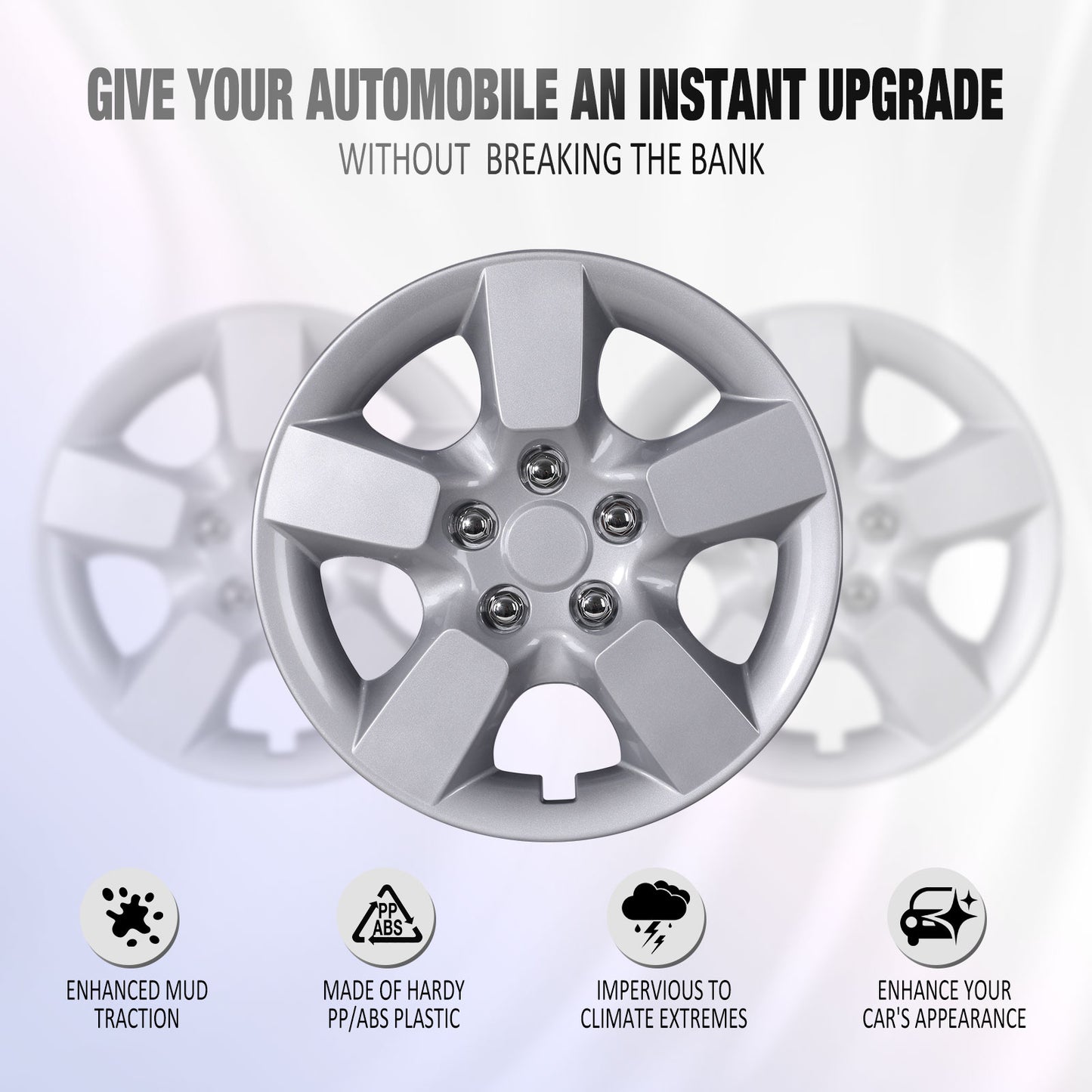 16 Inch Wheel Hubcaps for 2008-2015 Nissan Rogue w/decorative screws - Lacquer