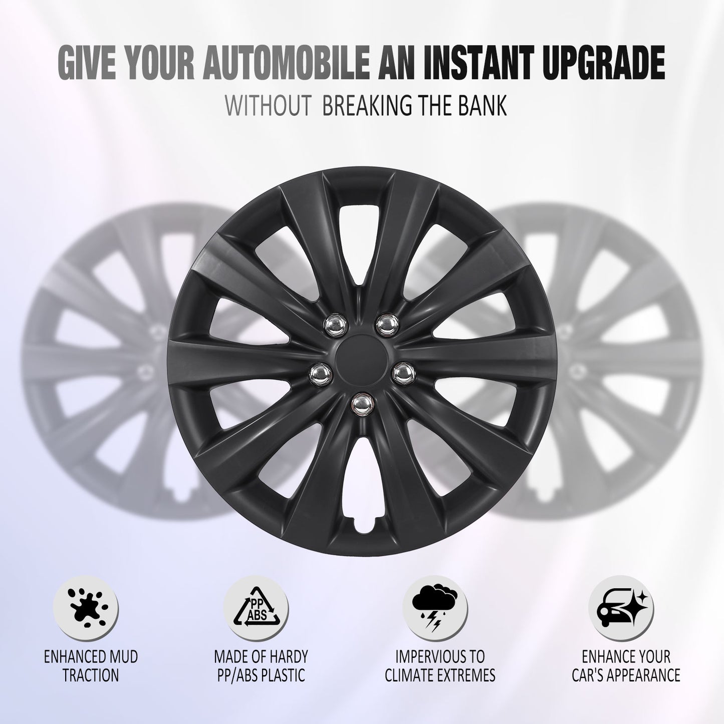 16 Inch Wheel Hubcaps for 2009-2026 TOYOTA Corolla and 2009-2014 TOYOTA Matrix w/decorative screws - Matte Black
