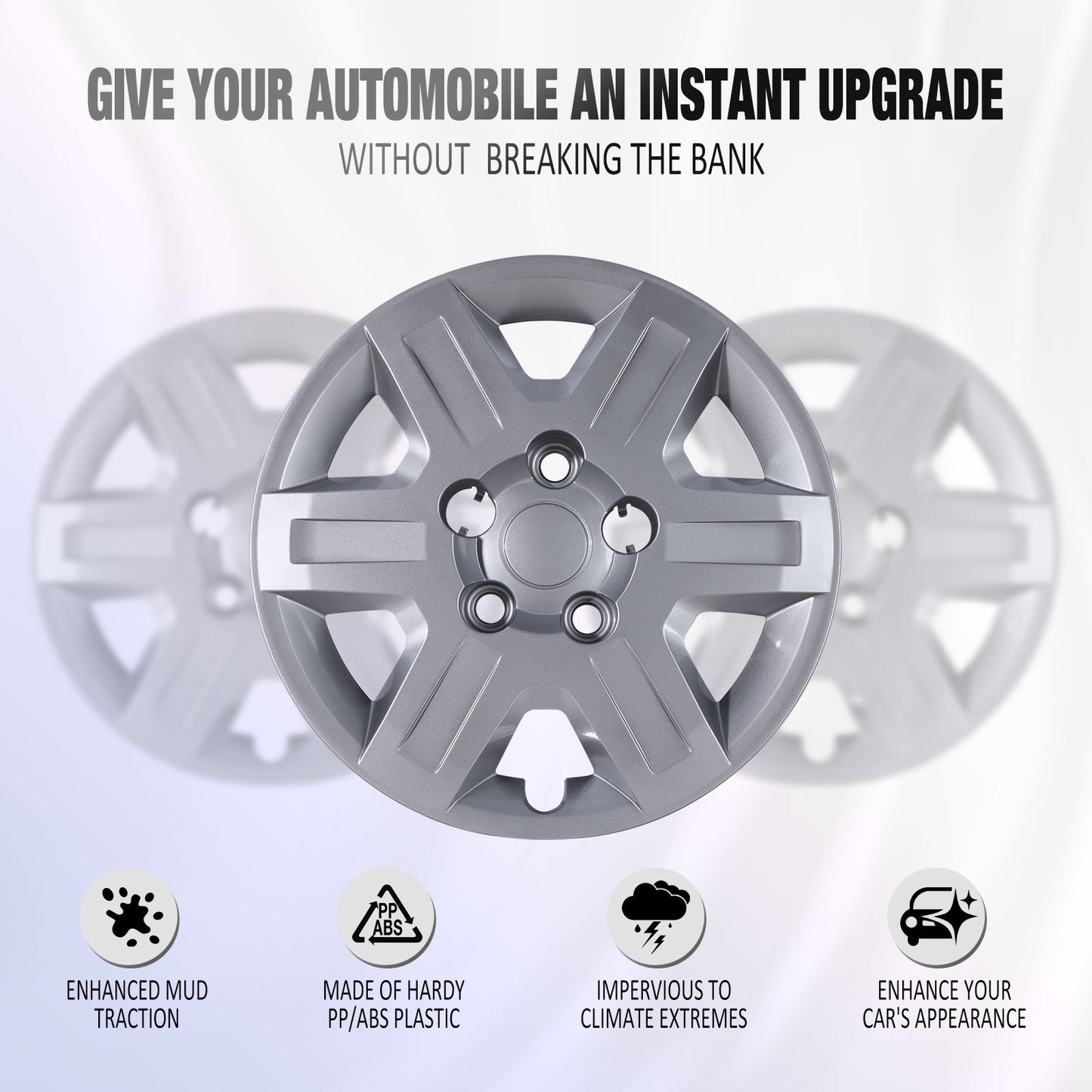 16 Inch Wheel Hubcaps for 2008-2016 Dodge Grand & Caravan/2008-2010 Chrysler Town & Country - Lacquer