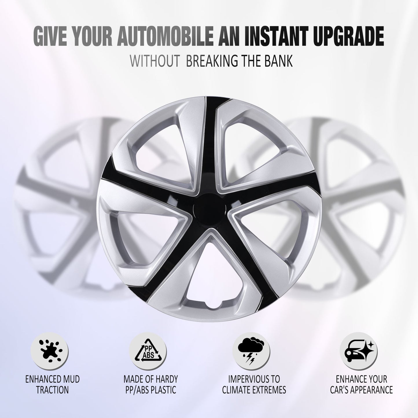16 Inch Wheel Hubcaps for 2016-2026 Honda Civic Sedan - Silver Lacquer & Black Lacquer