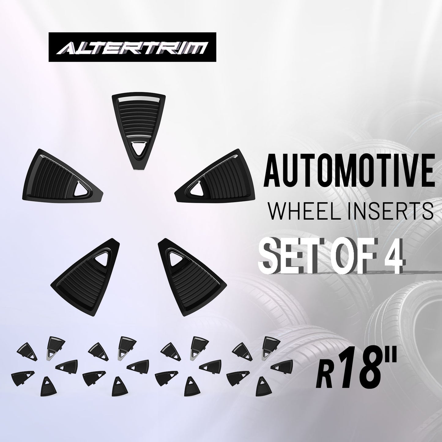 18 Inch Wheel Inserts for 2023-2025 Honda CR-V EX / EX-L - Black Lacquer (S1 Style)