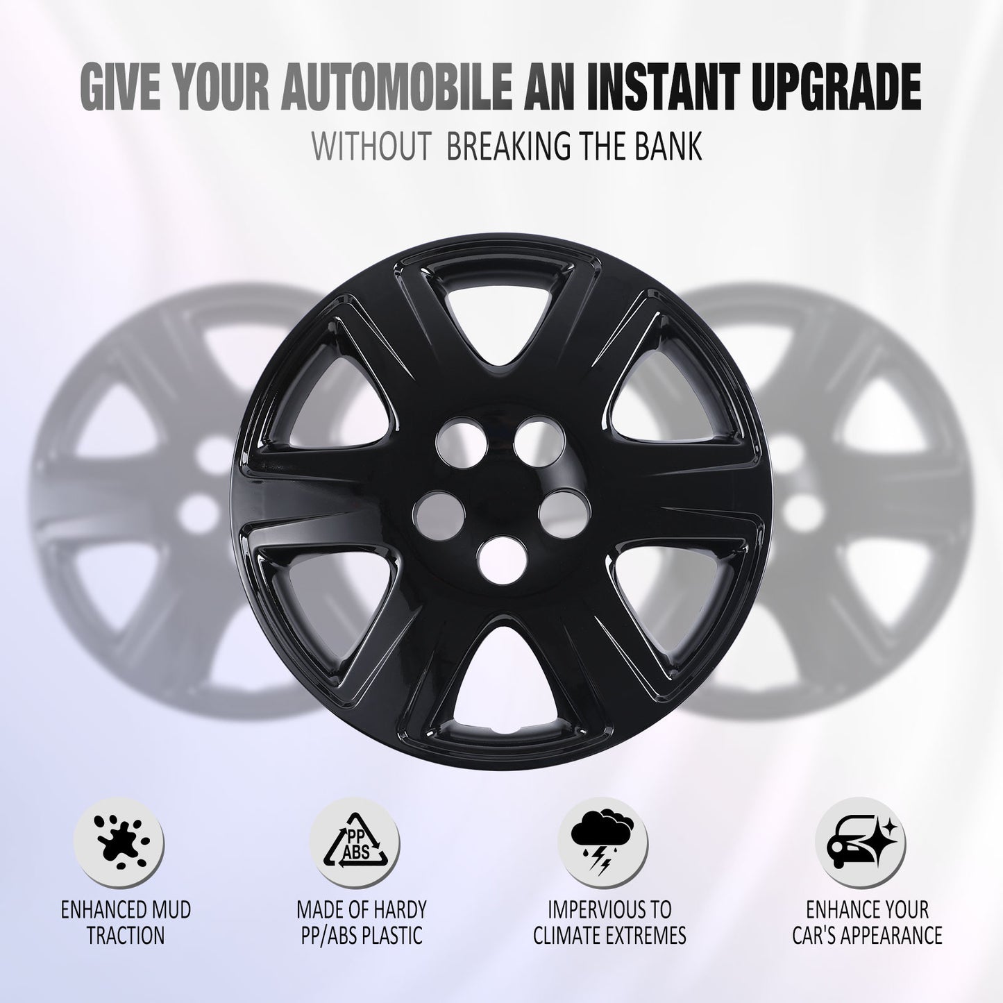 15 Inch Wheel Hubcaps for 2005-2008 TOYOTA Corolla  - Black Lacquer