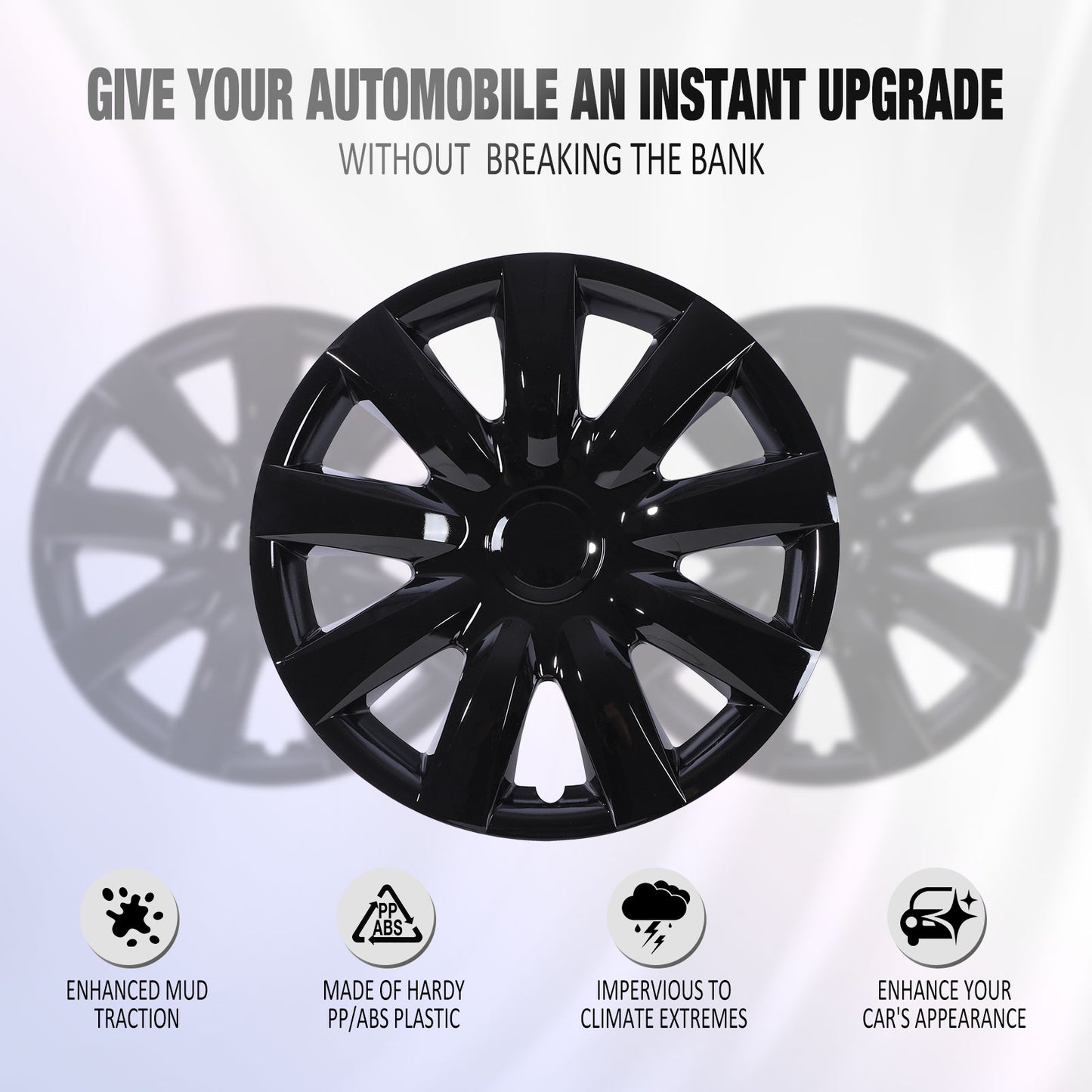 15 Inch Wheel Hubcaps for 2002-2006 Toyota Camry - Black Lacquer