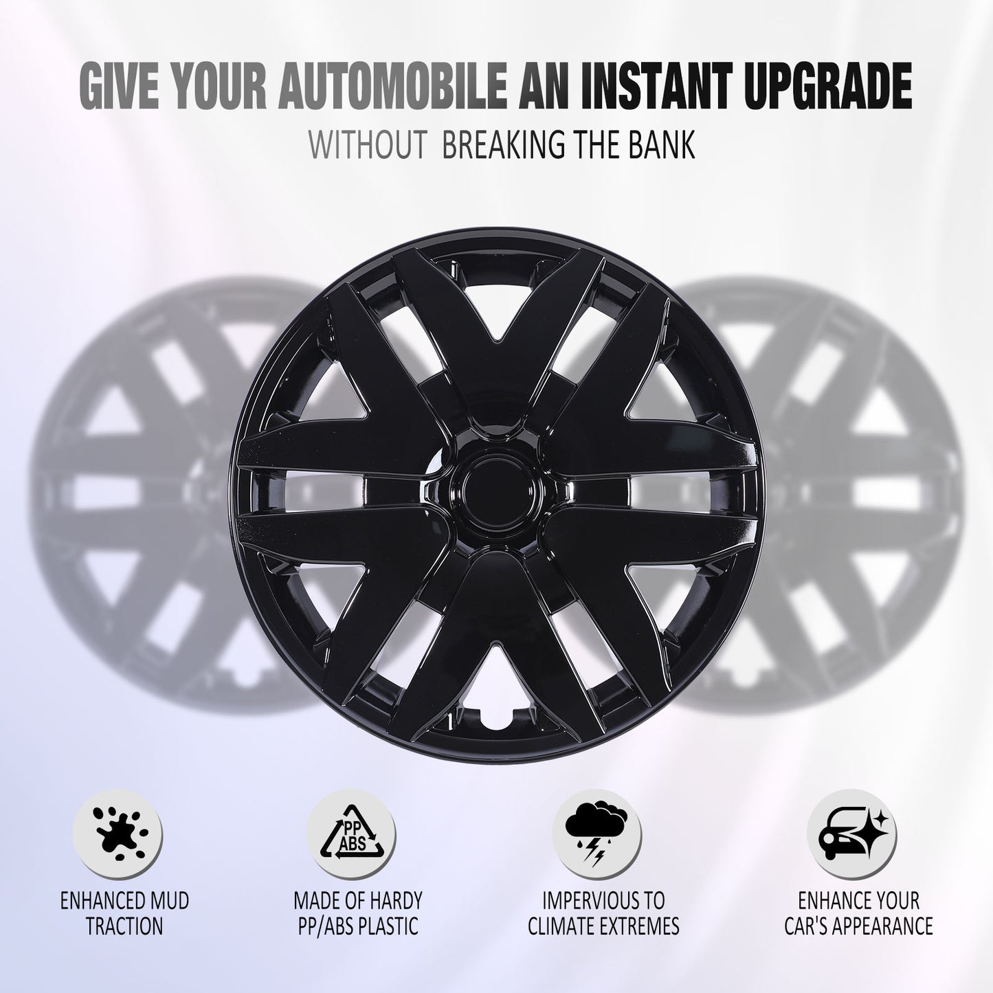 16 Inch Wheel Hubcaps for 2004-2010 Toyota Sienna - Black Lacquer