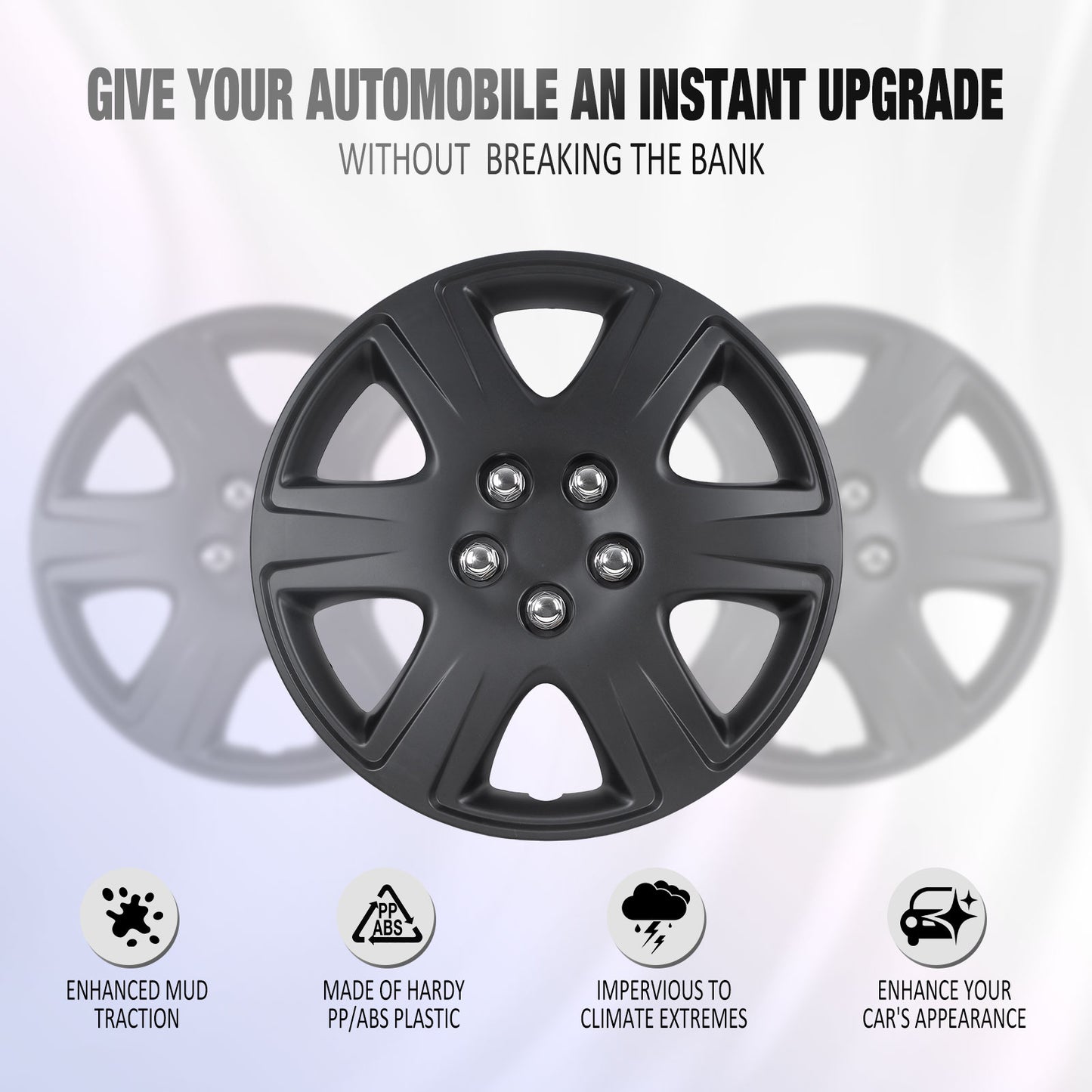 15 Inch Wheel Hubcaps for 2005-2008 TOYOTA Corolla w/decorative screws  - Matte Black