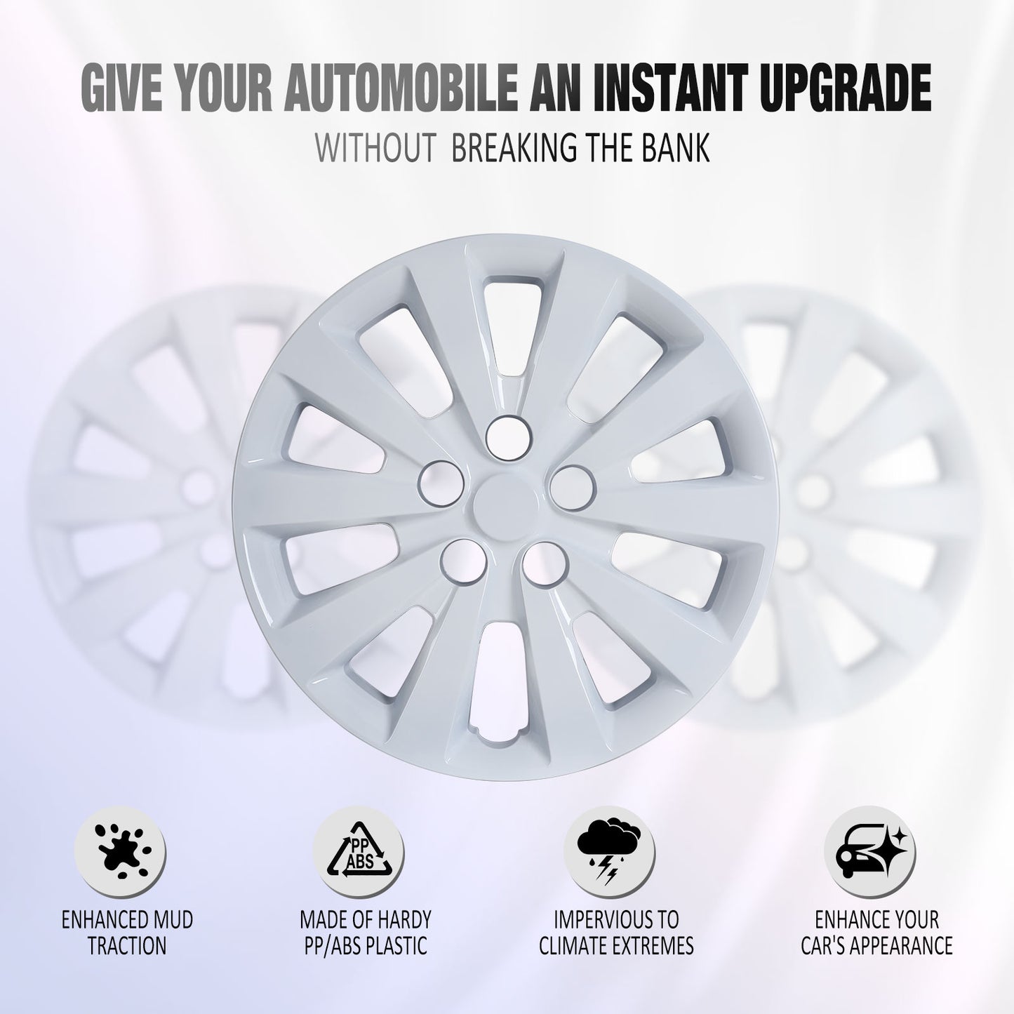 16 Inch Wheel Hubcaps for 2011-2017 Nissan Leaf/ 2013-2019 Nissan Sentra - White Lacquer
