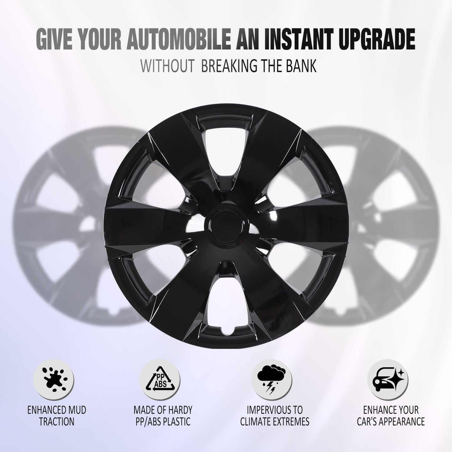 16 Inch Wheel Hubcaps for 2007-2011 TOYOTA Camry - Black Lacquer