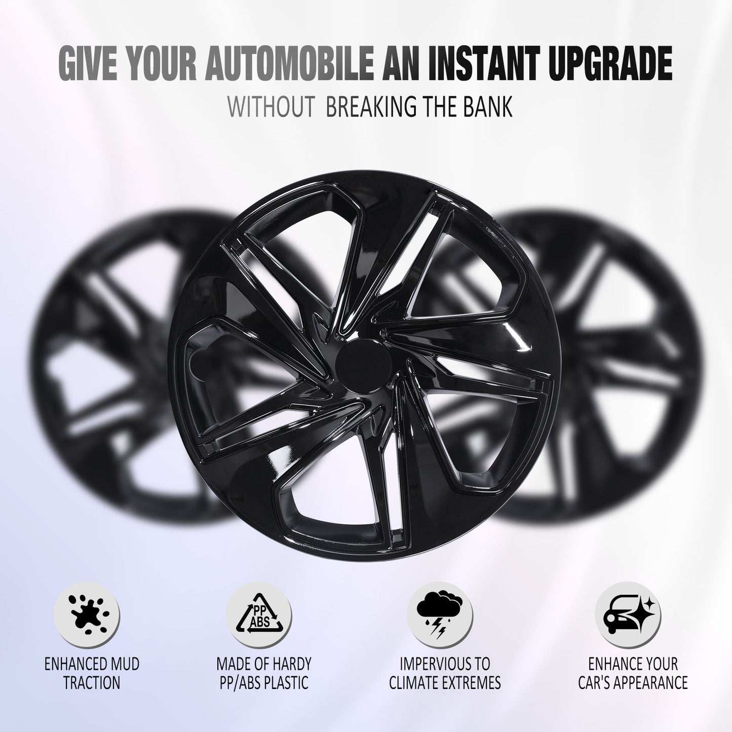 16 Inch Wheel Hubcaps for 2016-2026 Honda Civic Sedan - Black Lacquer