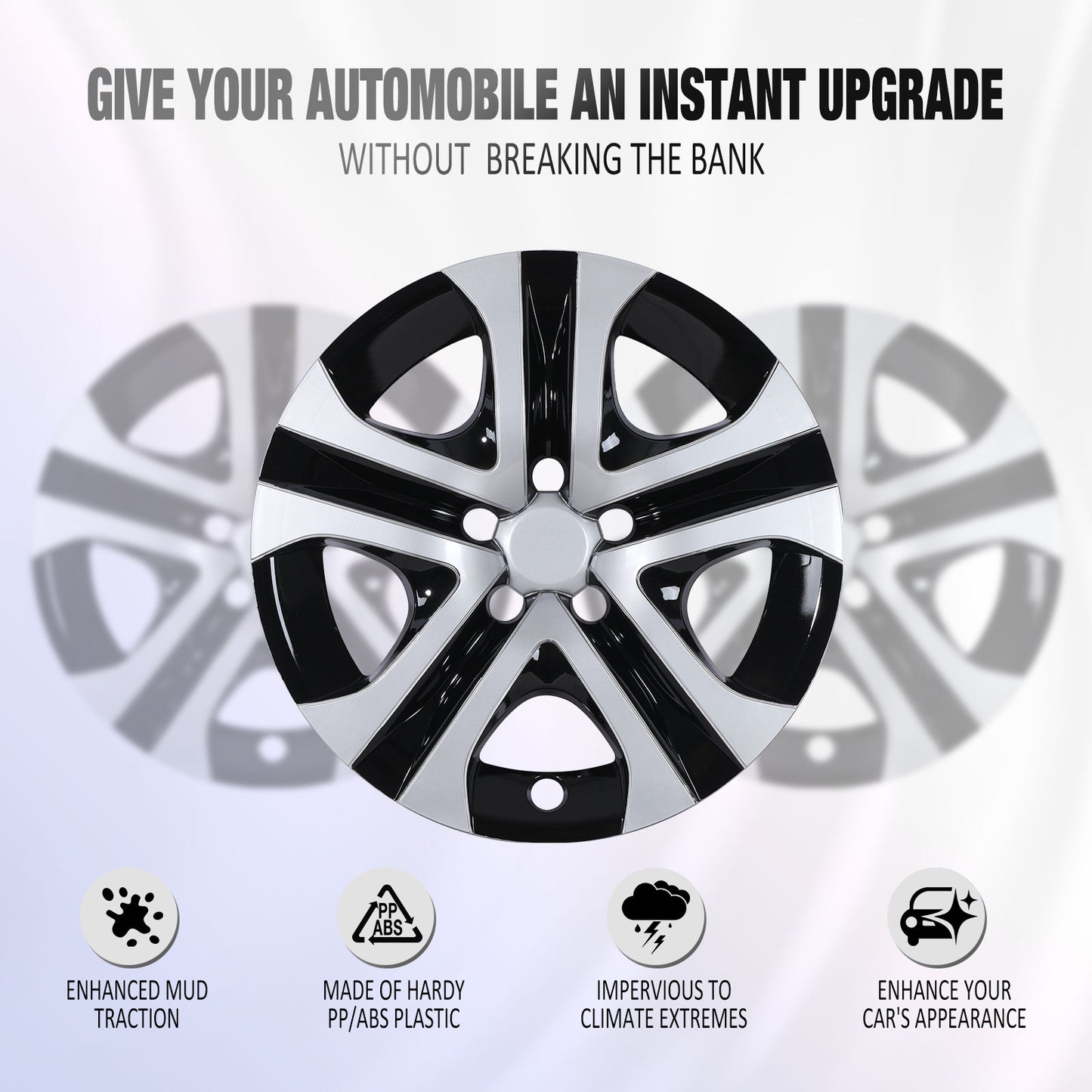 17 Inch Wheel Hubcaps for 2013-2018 TOYOTA RAV4  - Silver Lacquer & Black Lacquer