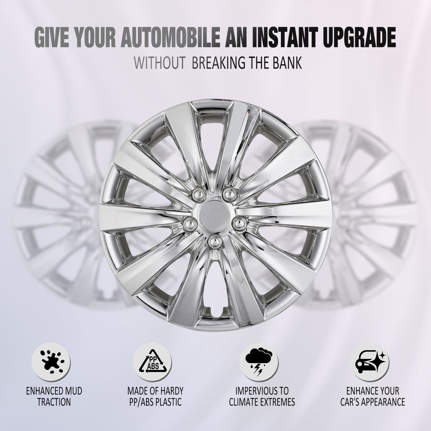 16 Inch Wheel Hubcaps for 2009-2026 TOYOTA Corolla and 2009-2014 TOYOTA Matrix w/decorative screws - Chrome