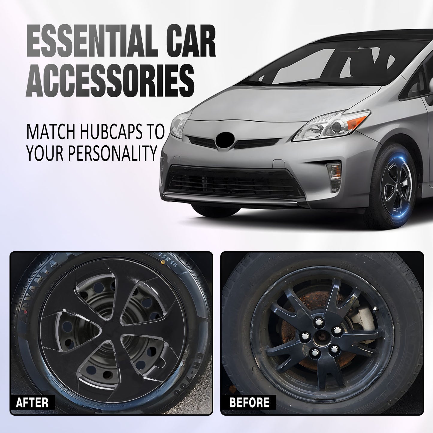 15 Inch Wheel Hubcaps for 2010-2015 TOYOTA Prius - Black Lacquer