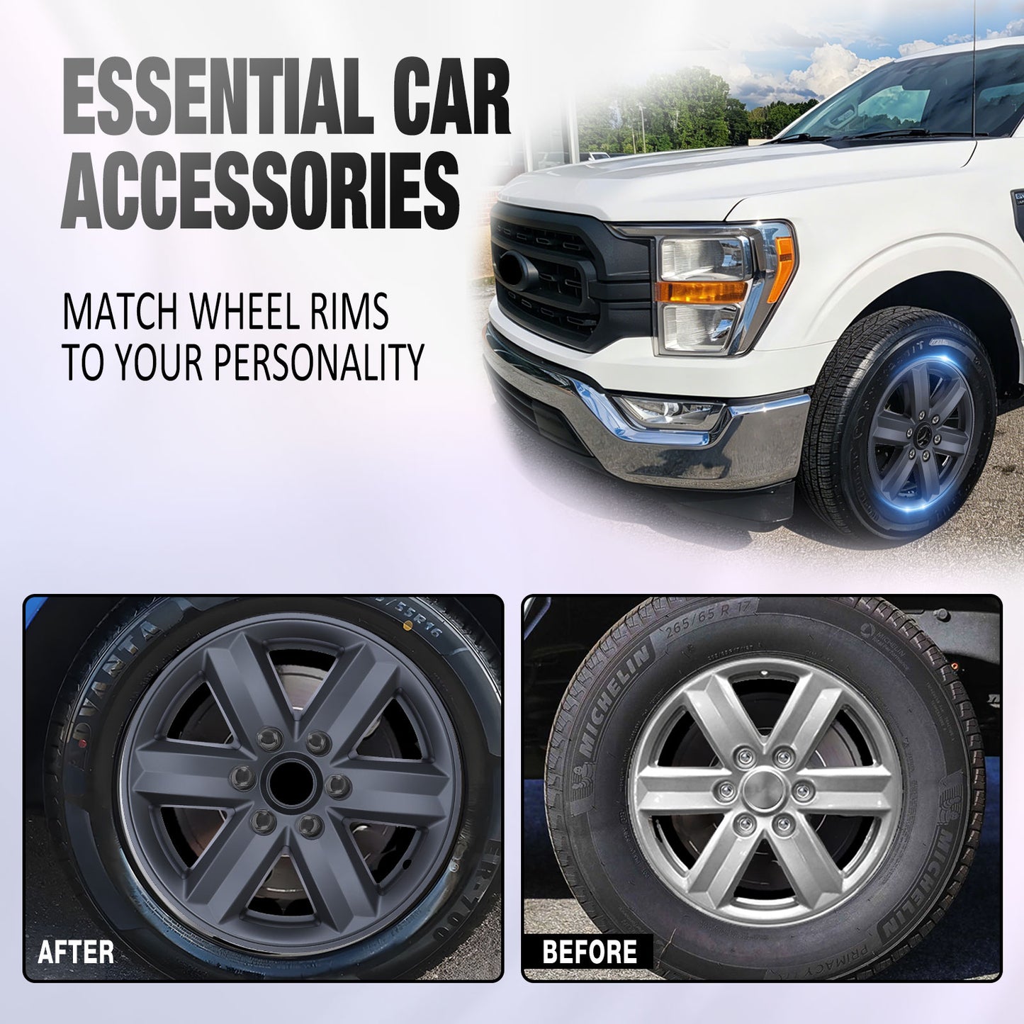 17 Inch Wheel Skins for 2021-2025 Ford F-150 - Matte Black
