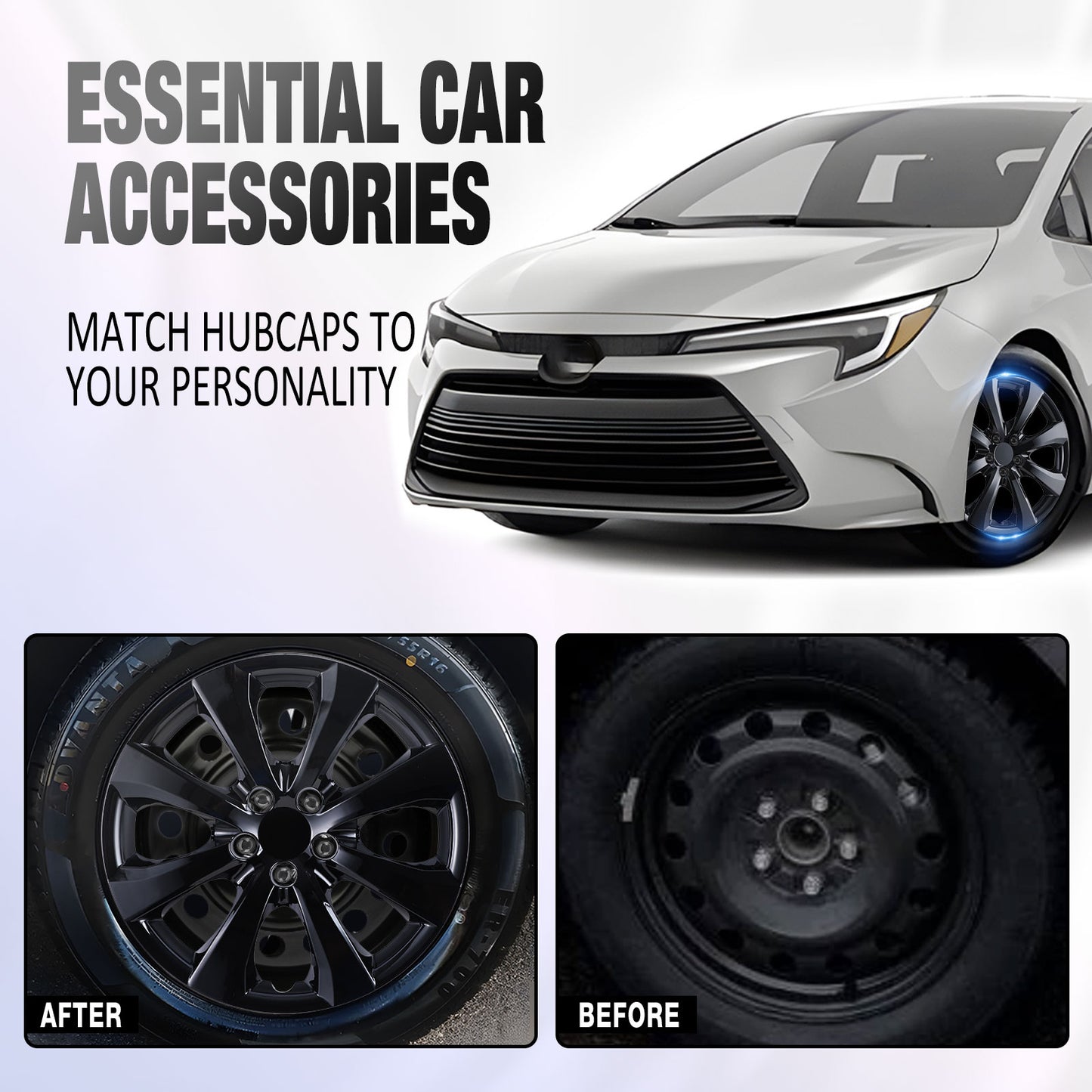 16 Inch Wheel Hubcaps for 2014-2026 TOYOTA Corolla and 2009-2014 TOYOTA Matrix  - Black Lacquer