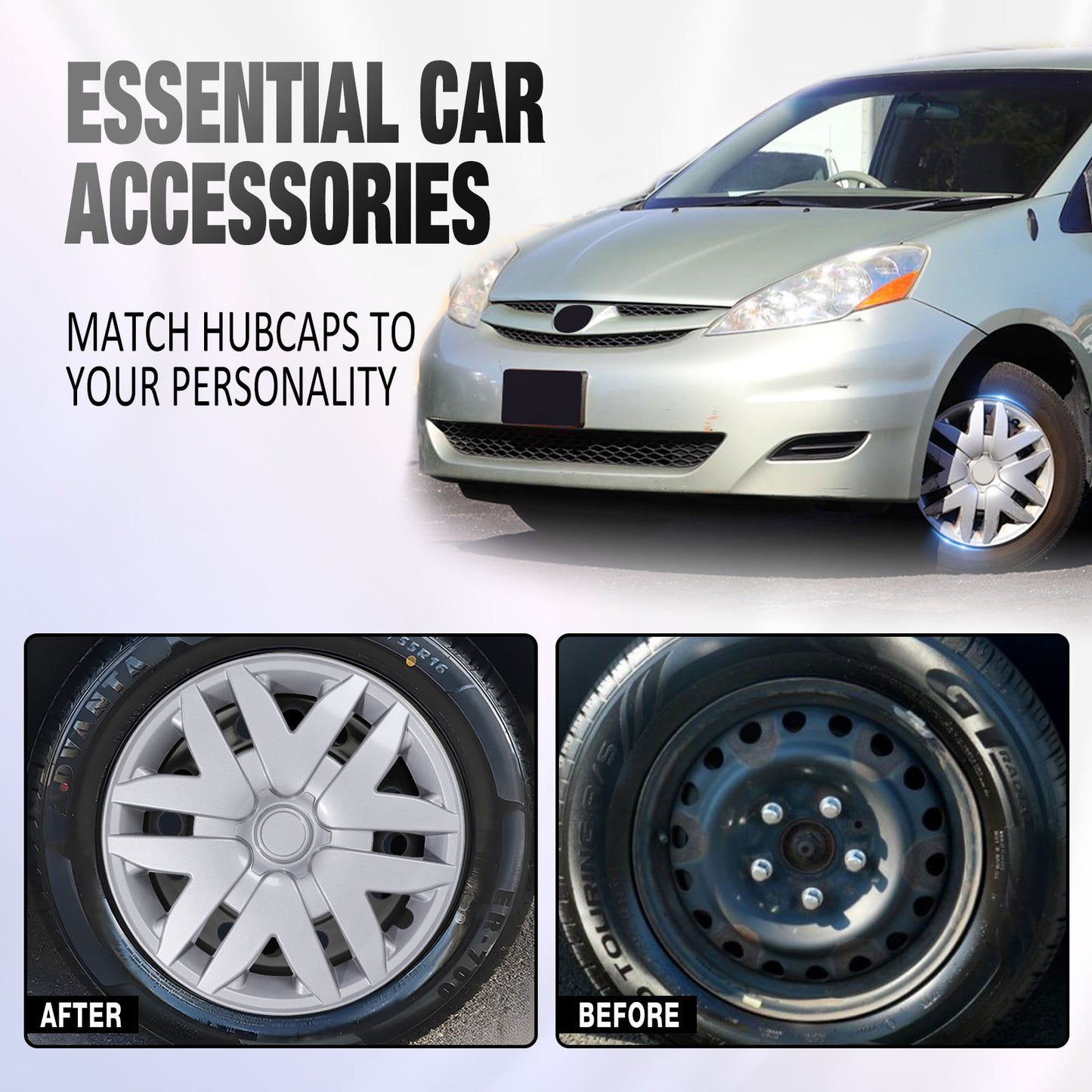 16 Inch Wheel Hubcaps for 2004-2010 Toyota Sienna - Lacquer