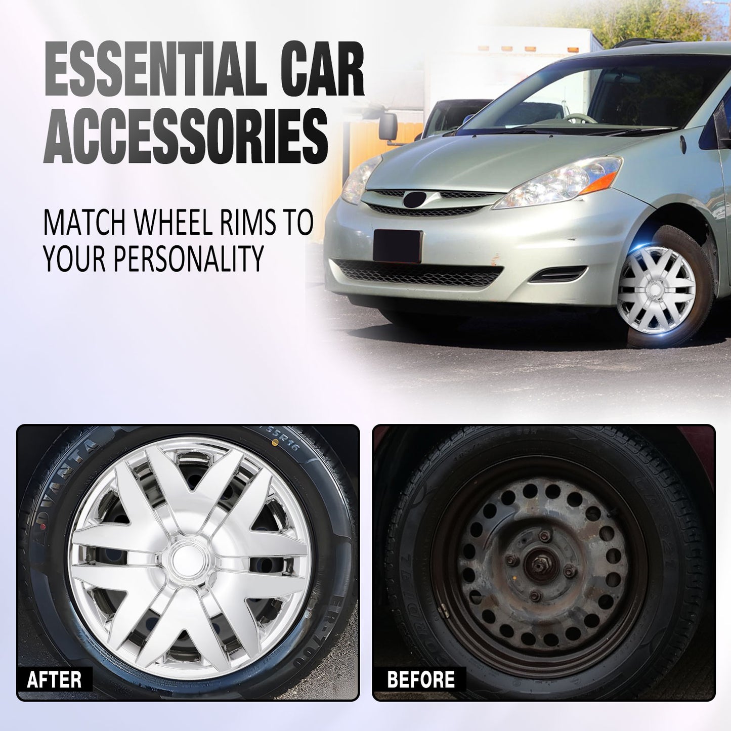 16 Inch Wheel Hubcaps for 2004-2010 Toyota Sienna - Chrome