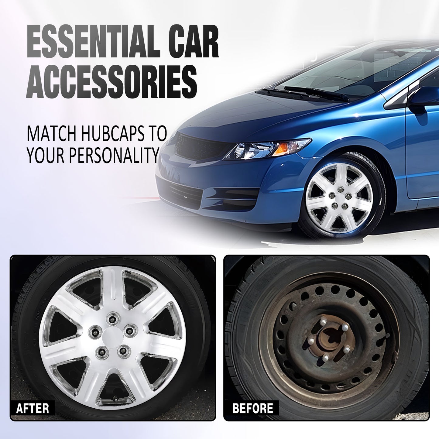 16 Inch Wheel Hubcaps for 2006-2011 Honda Civic - Chrome