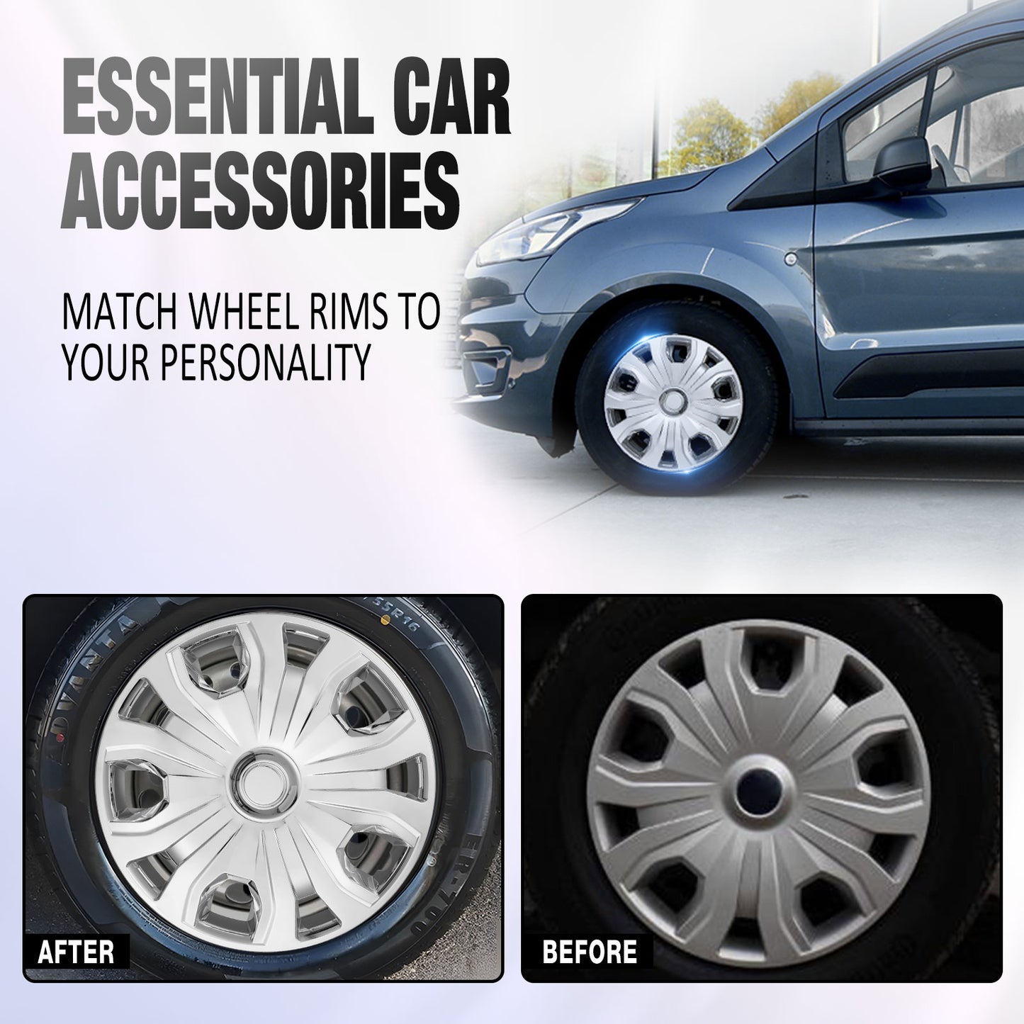 16 Inch Wheel Hubcaps for 2014-2023 Ford Transit Connect - Chrome