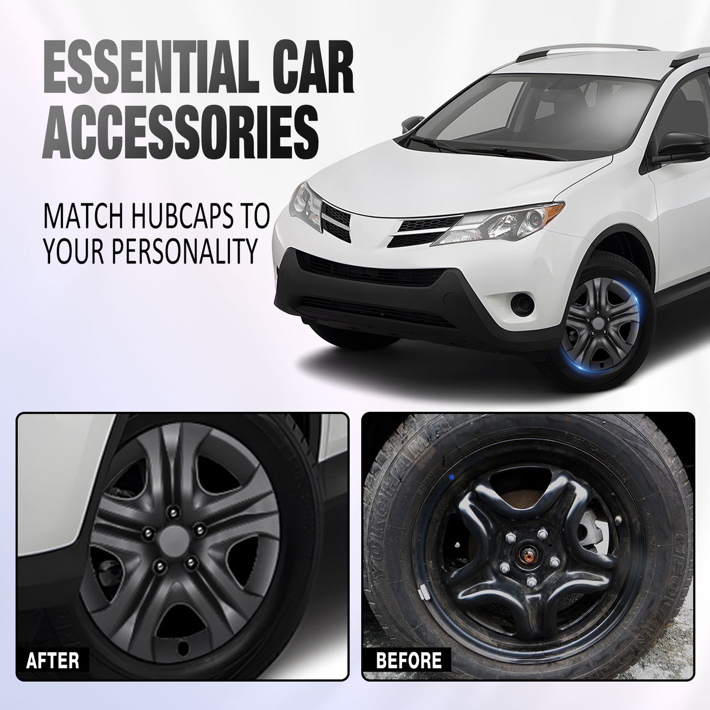 17 Inch Wheel Hubcaps for 2013-2018 TOYOTA RAV4  - Matte Black