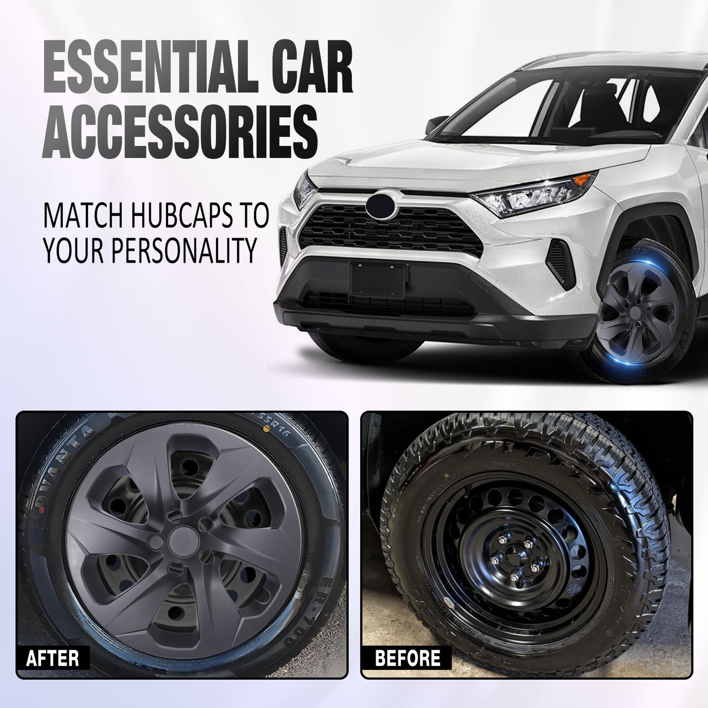 17 Inch Wheel Hubcaps for 2019-2025 Toyota RAV4 - Matte Black
