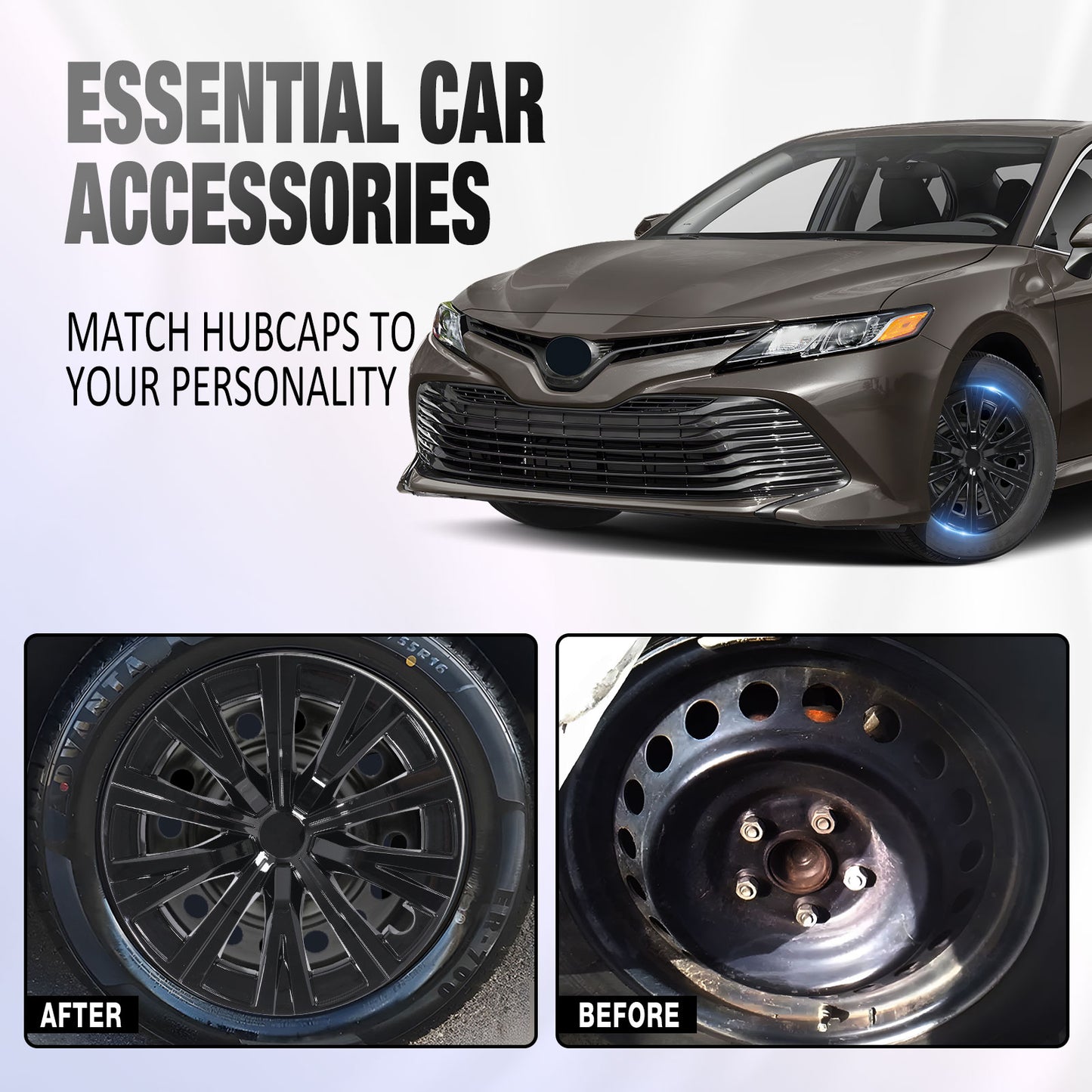 16 Inch Wheel Hubcaps for 2015-2024 TOYOTA Camry - Black Lacquer