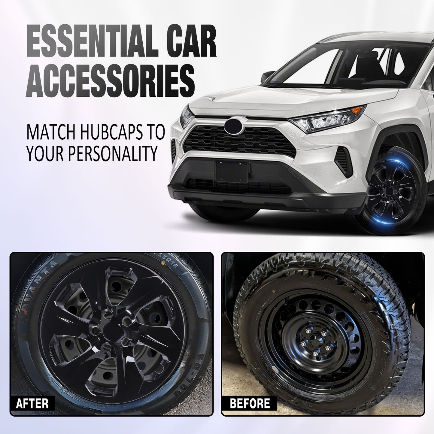 17 Inch Wheel Hubcaps for 2019-2025 Toyota RAV4 - Black Lacquer