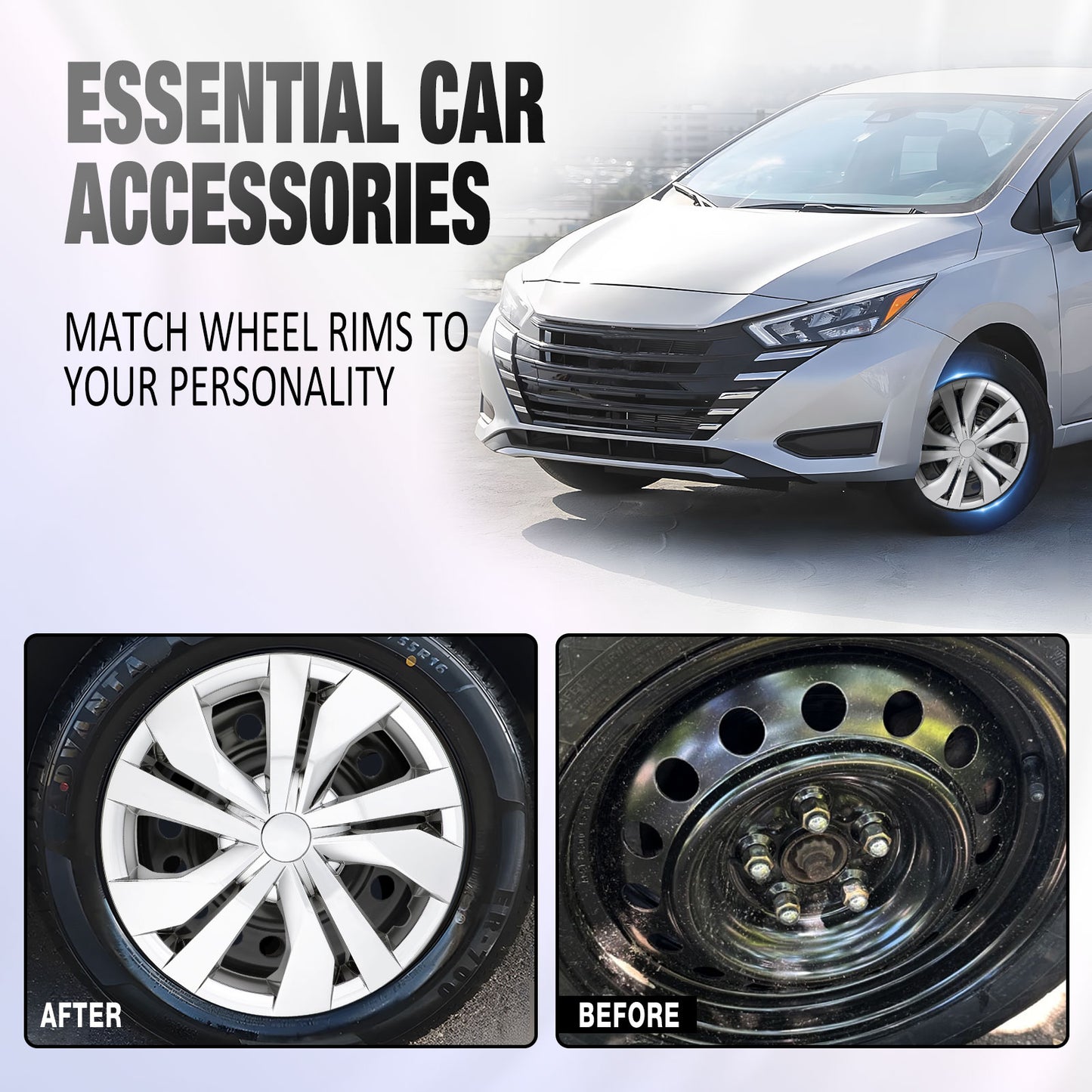 15 Inch Wheel Hubcaps for 2007-2026 Nissan Versa - Chrome
