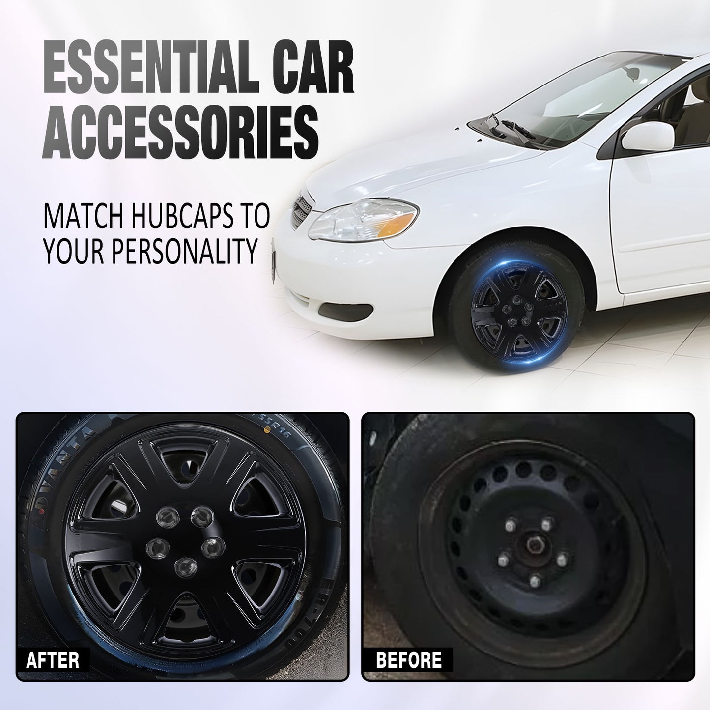 15 Inch Wheel Hubcaps for 2005-2008 TOYOTA Corolla  - Black Lacquer