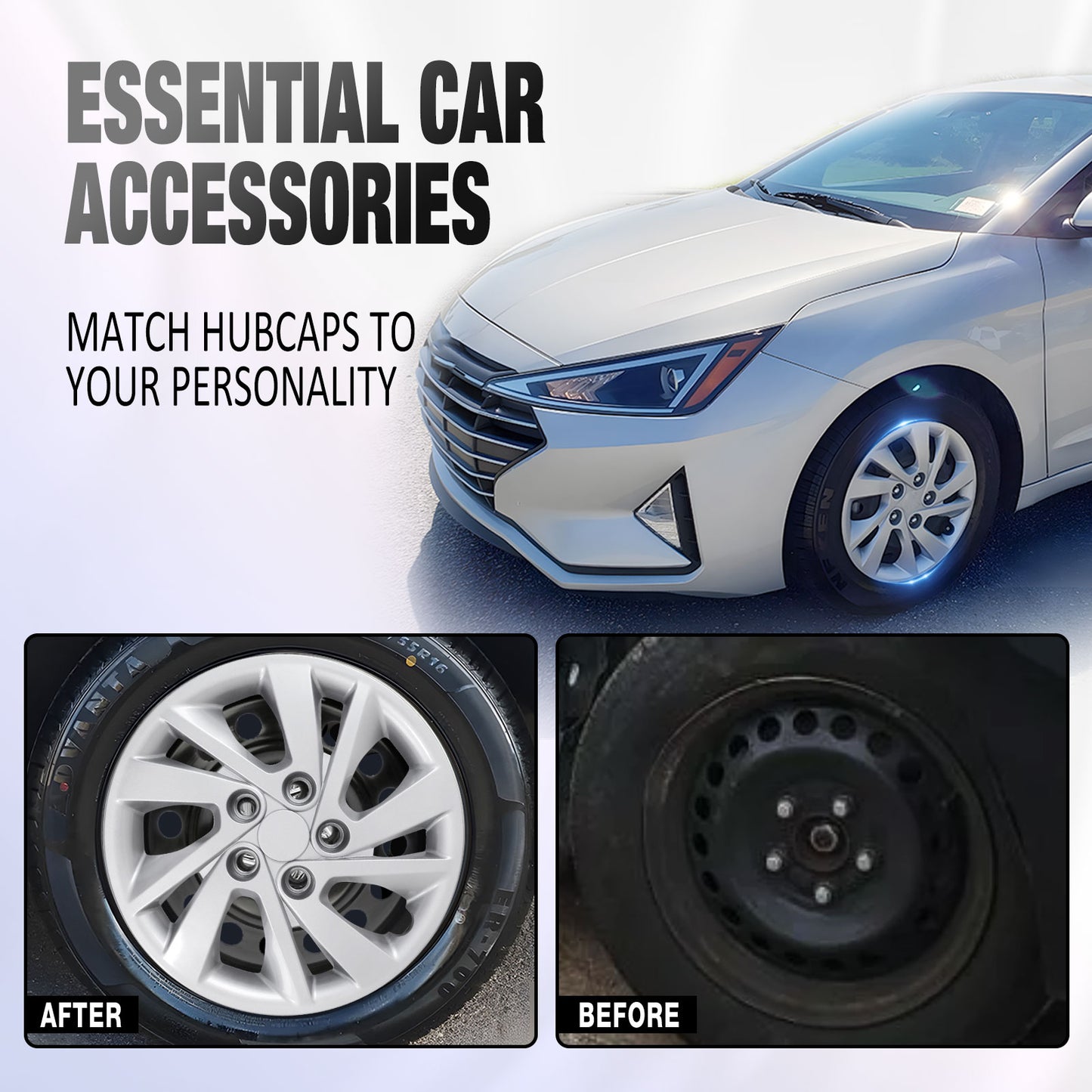 15 Inch Wheel Hubcaps for 2017-2020 Hyundai Elantra Sedan - Lacquer