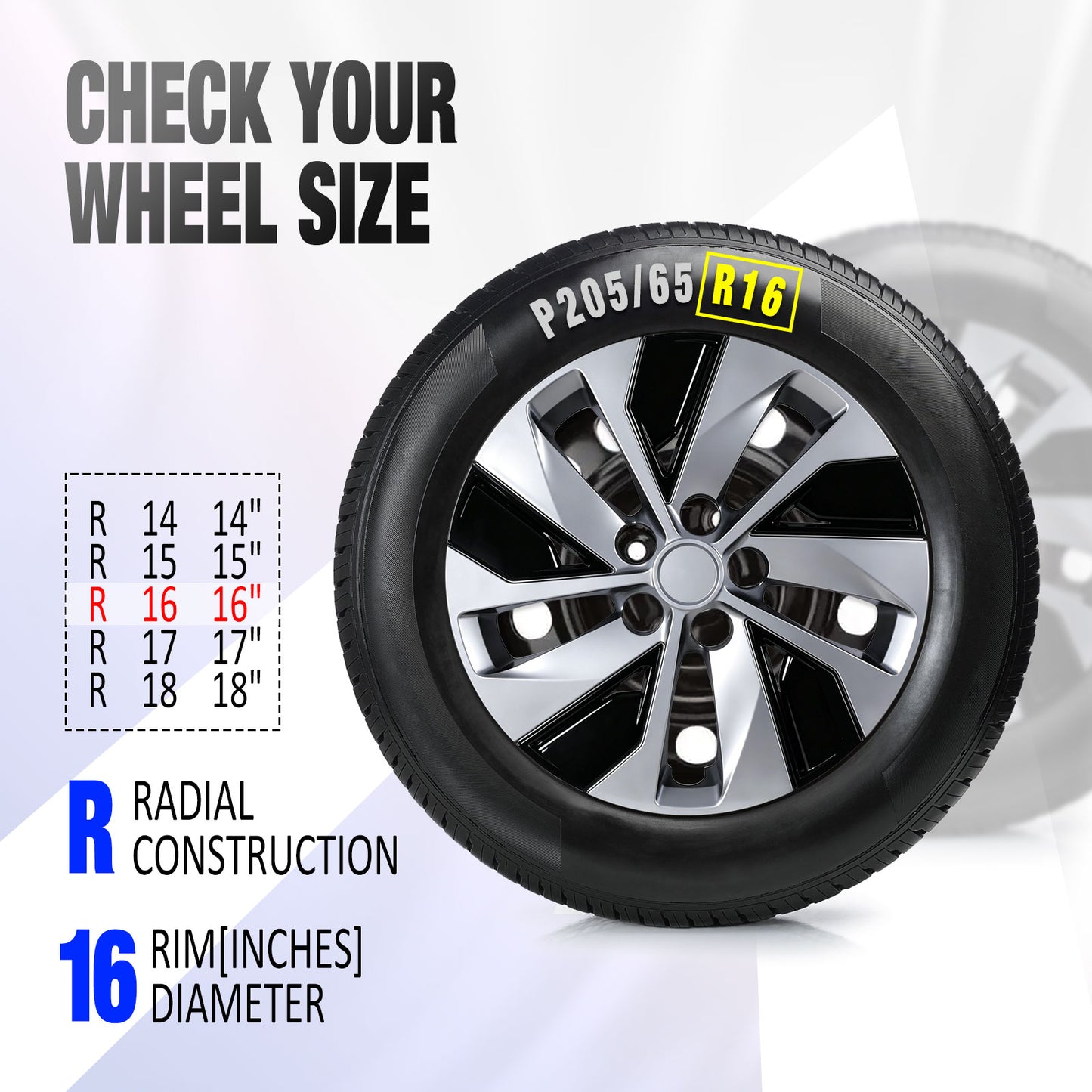 16 Inch Wheel Hubcaps for 2019-2025 Nissan Altima - Silver Lacquer & Black Lacquer