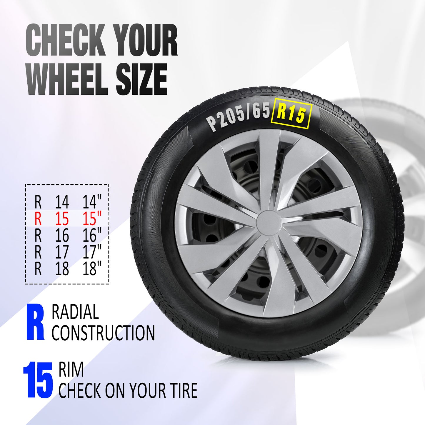 15 Inch Wheel Hubcaps for 2007-2026 Nissan Versa - Lacquer