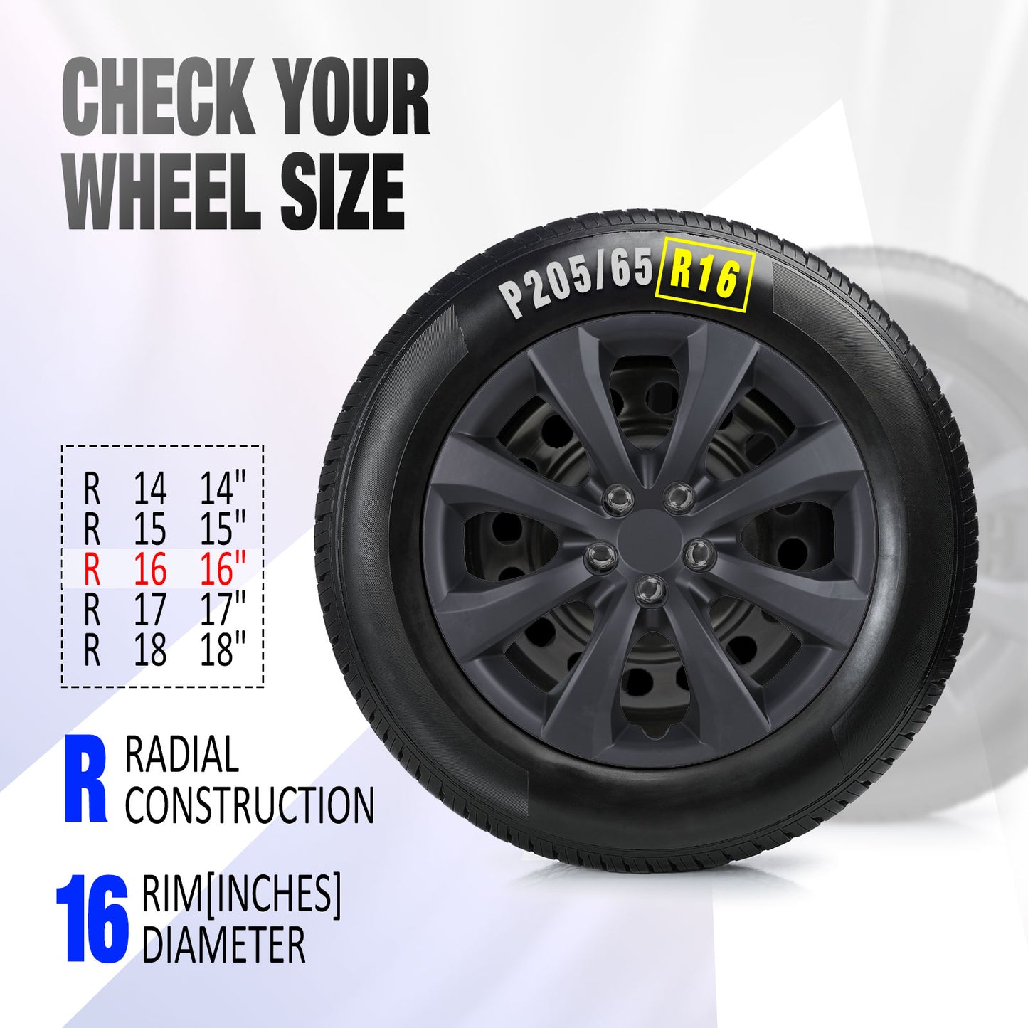 16 Inch Wheel Hubcaps for 2014-2026 TOYOTA Corolla and 2009-2014 TOYOTA Matrix  - Matte Black