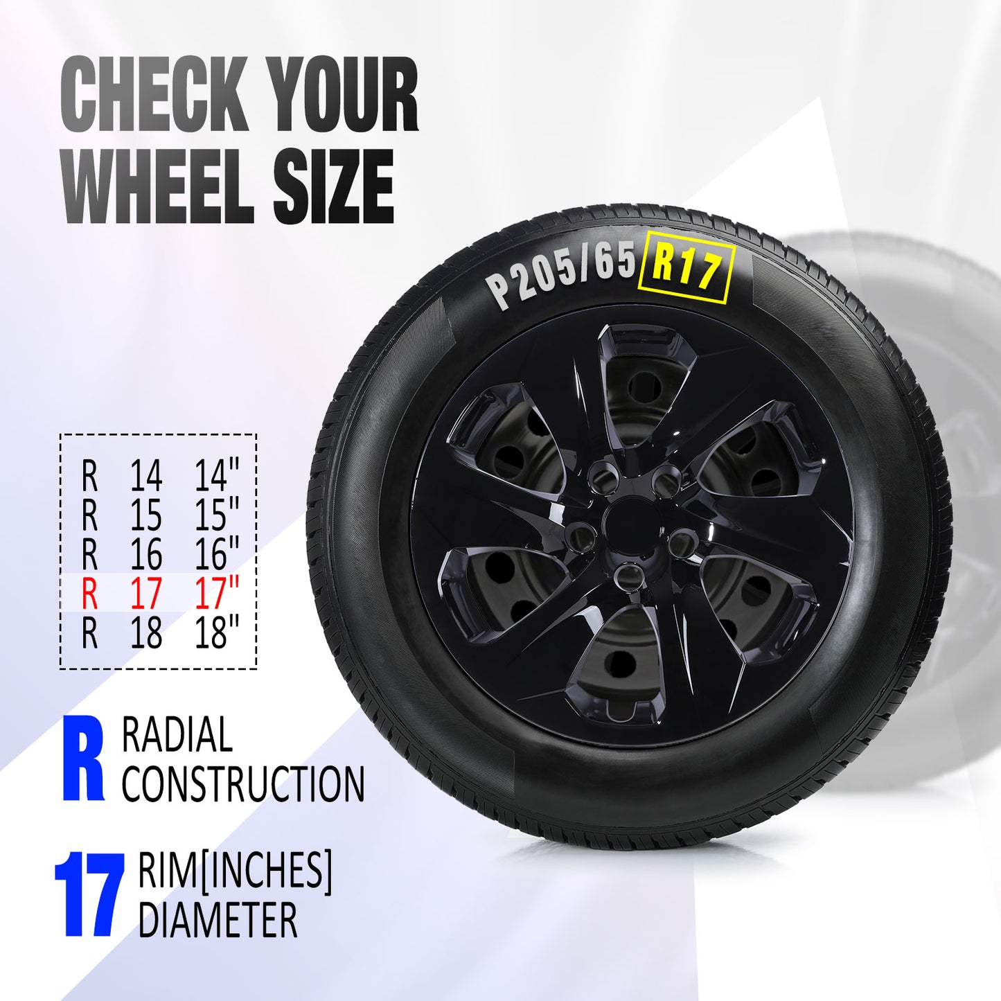 17 Inch Wheel Hubcaps for 2019-2025 Toyota RAV4 - Black Lacquer