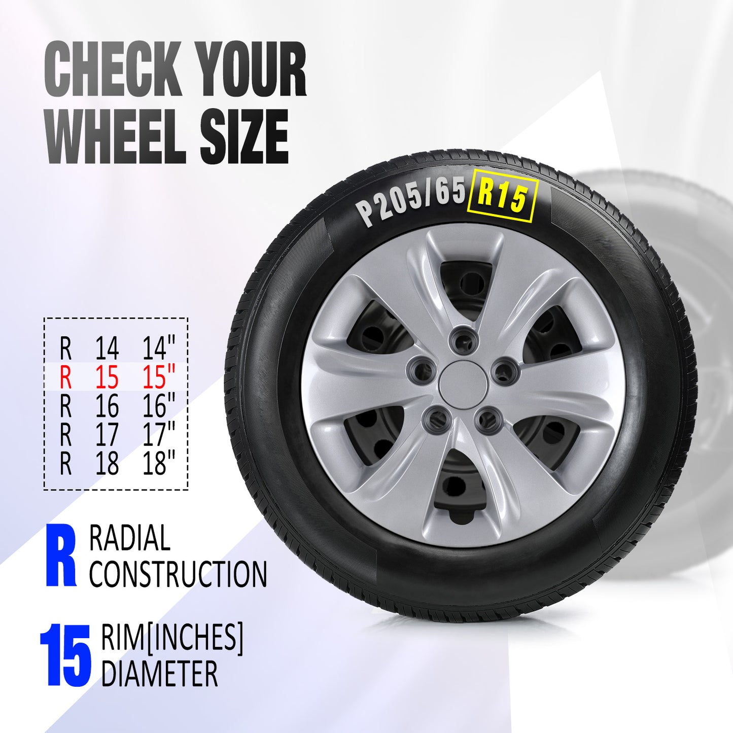 15 Inch Wheel Hubcaps for 2011-2016 Hyundai Elantra Sedan - Lacquer