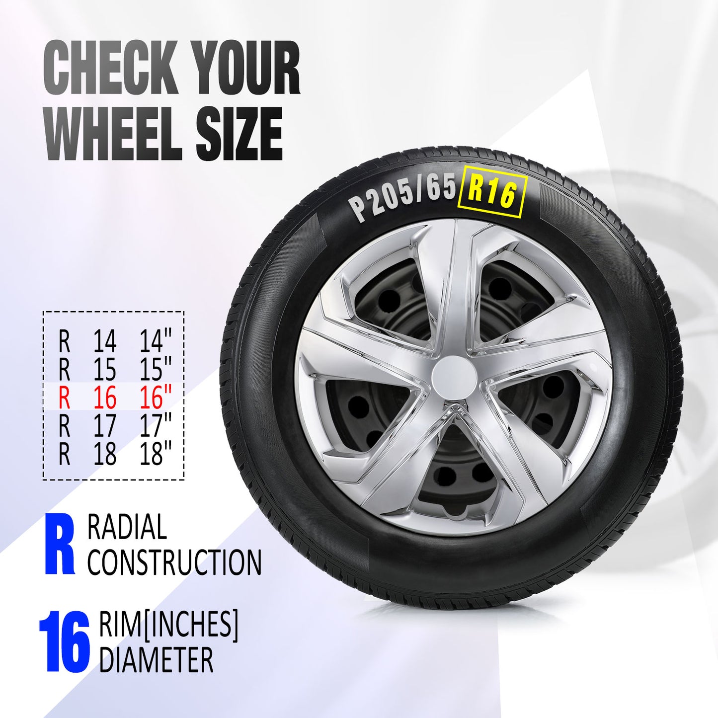 16 Inch Wheel Hubcaps for 2016-2026 Honda Civic Sedan - Chrome