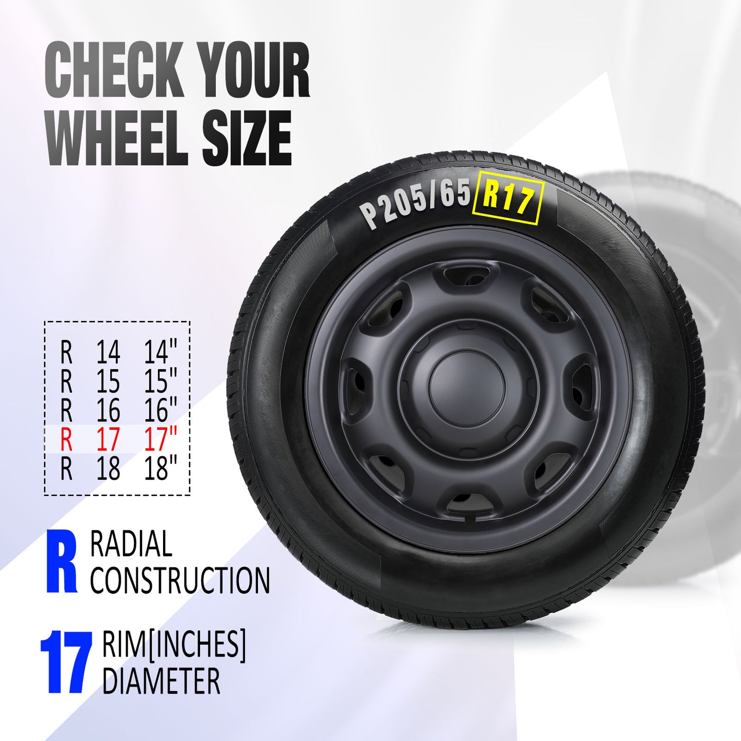 17 Inch Wheel Hubcaps for 2010-2026 Ford F-150 XL - Matte Black