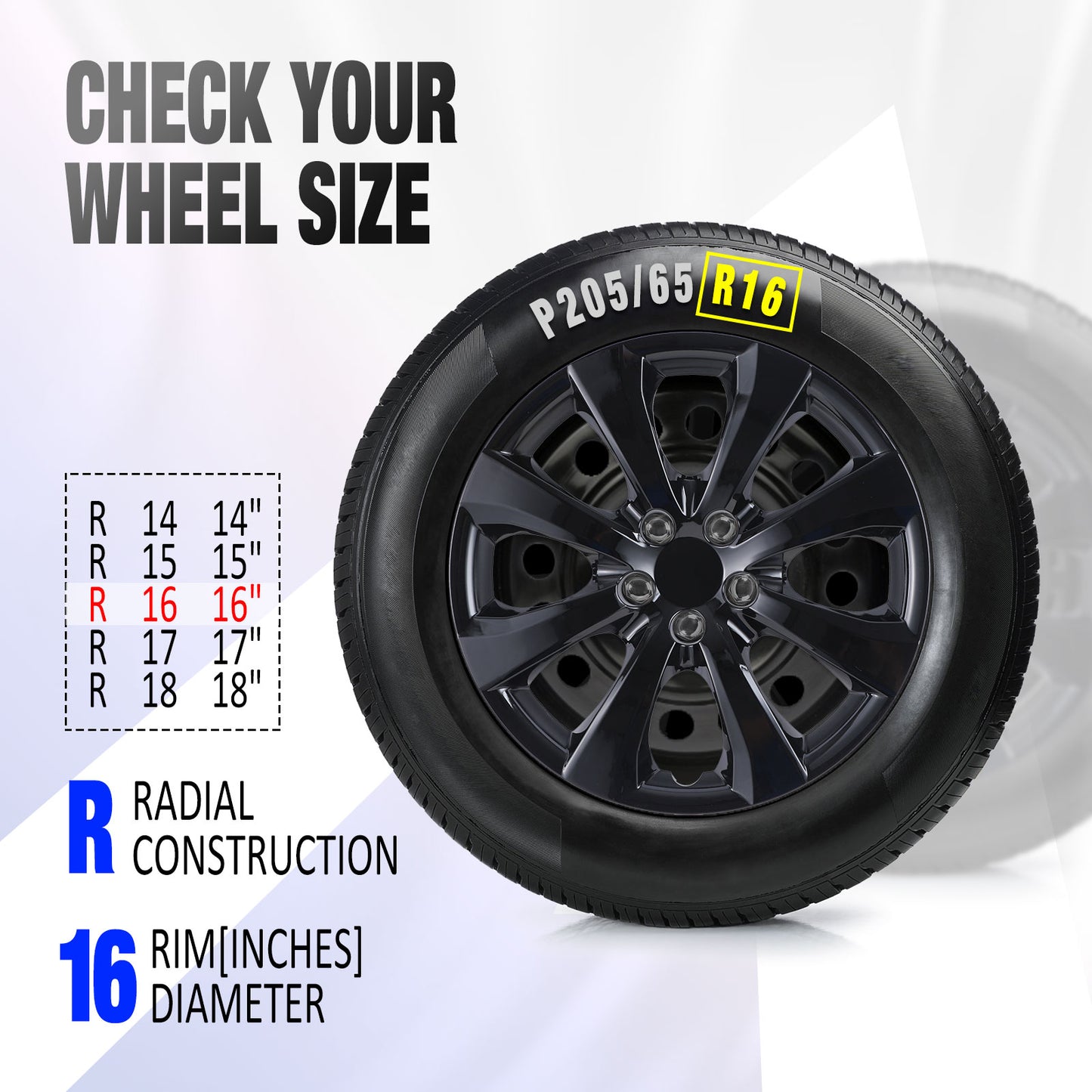 16 Inch Wheel Hubcaps for 2014-2026 TOYOTA Corolla and 2009-2014 TOYOTA Matrix  - Black Lacquer