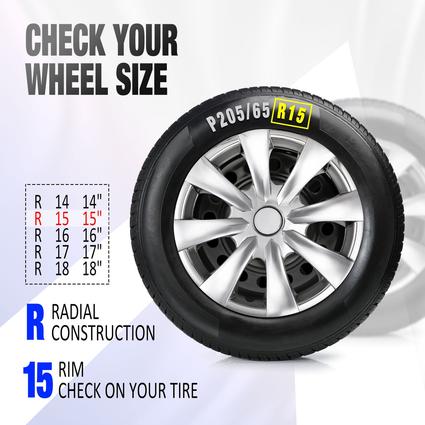 15 Inch Wheel Hubcaps for 2009-2019 TOYOTA Corolla - Chrome