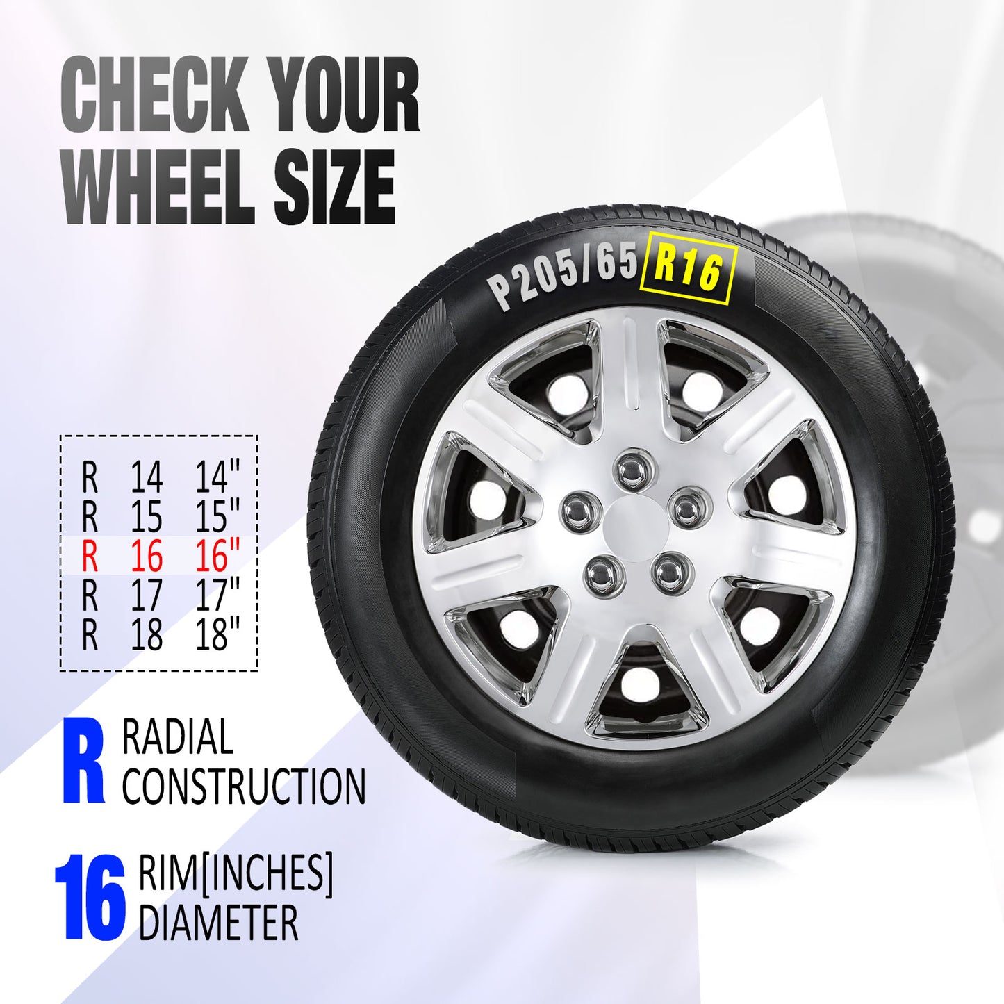 16 Inch Wheel Hubcaps for 2006-2011 Honda Civic - Chrome