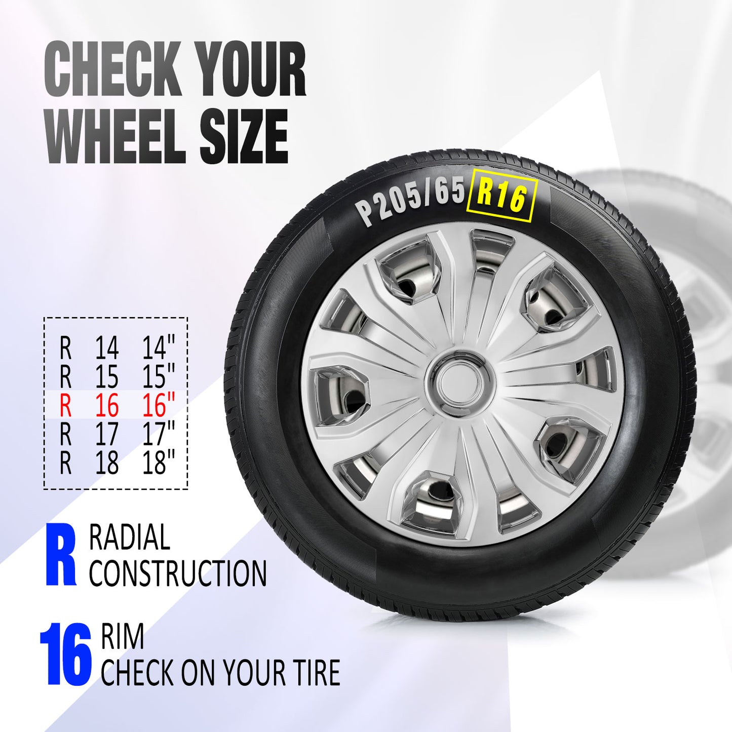 16 Inch Wheel Hubcaps for 2014-2023 Ford Transit Connect - Chrome