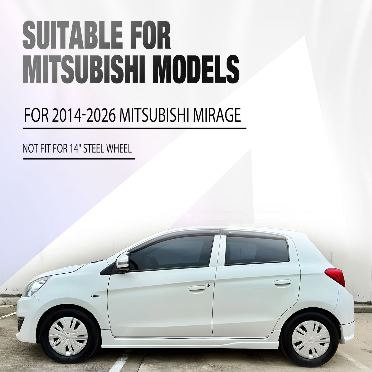 14 Inch Wheel Hubcaps for 2014-2026 Mitsubishi Mirage - Matte Black