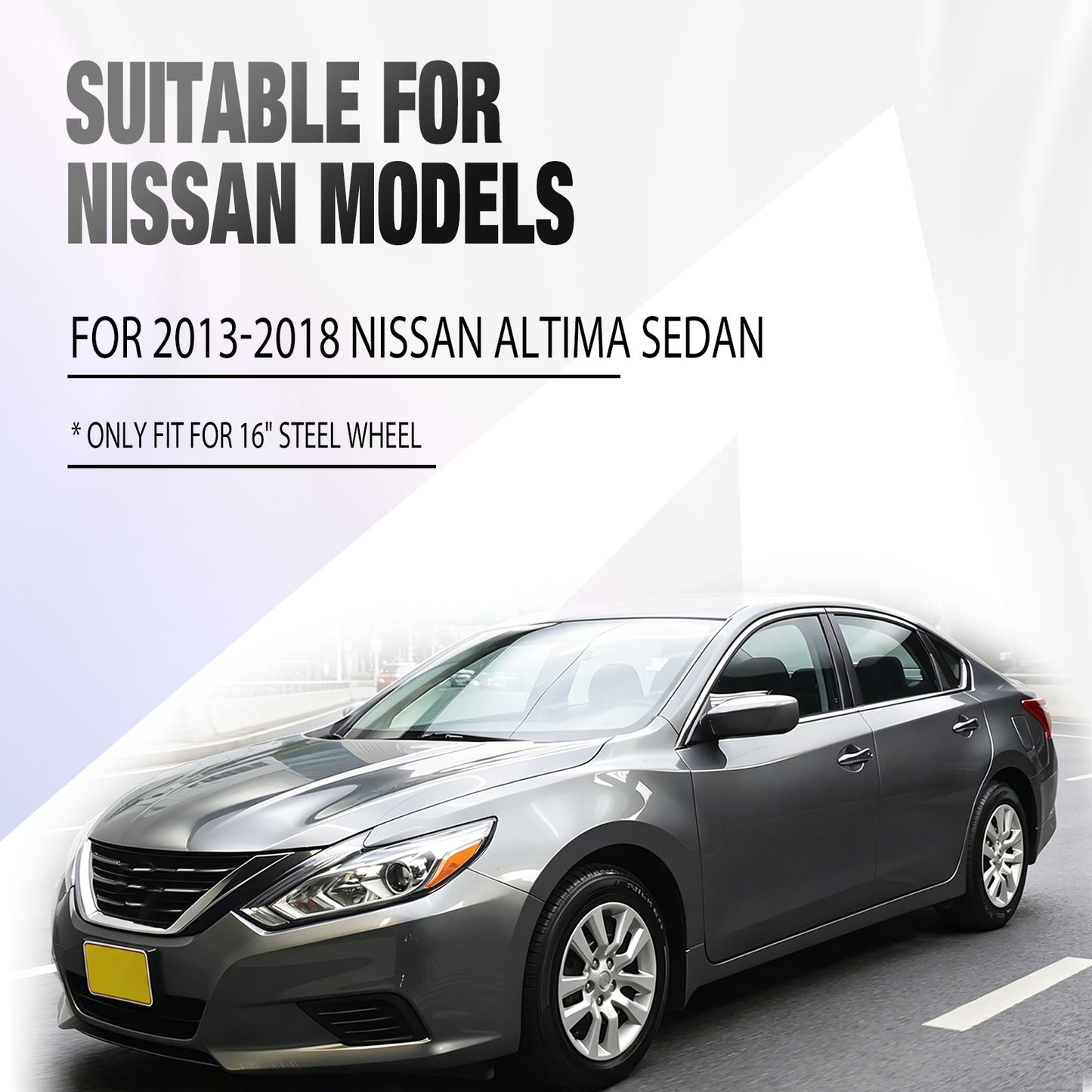 16 Inch Wheel Hubcaps for 2013-2018 Nissan Altima Sedan - Black Lacquer & Sliver Lacquer